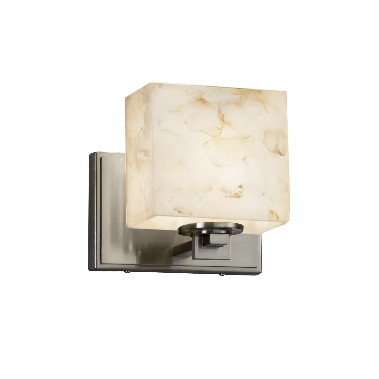 Shown in Brushed Nickel finish and Shaved Alabaster Rocks Cast Into Resin glass and Rectangle accent