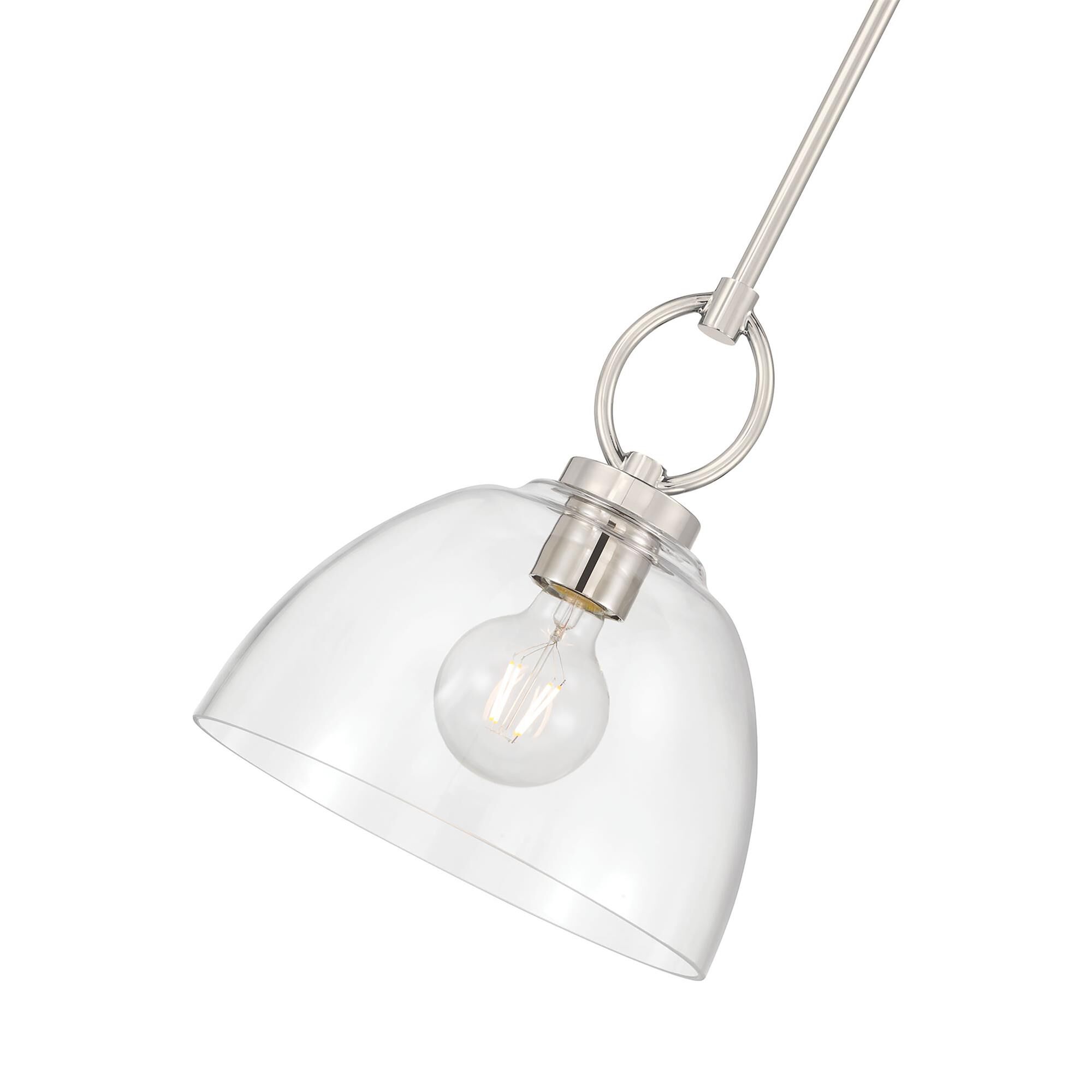 Shown in Polished Nickel finish and Clear glass