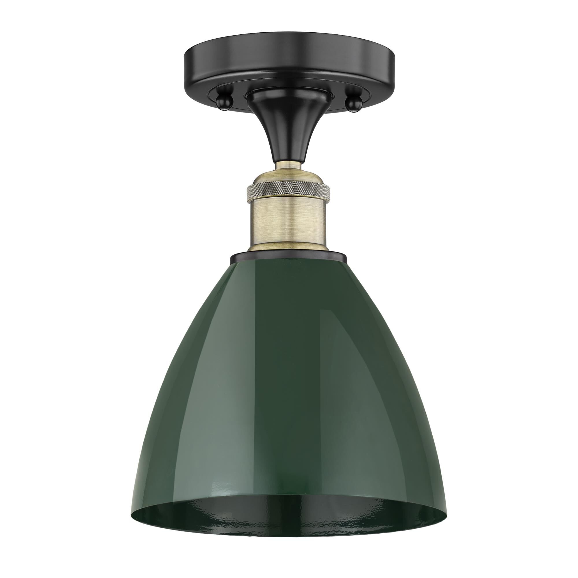 Shown in Black Antique Brass finish and Green shade