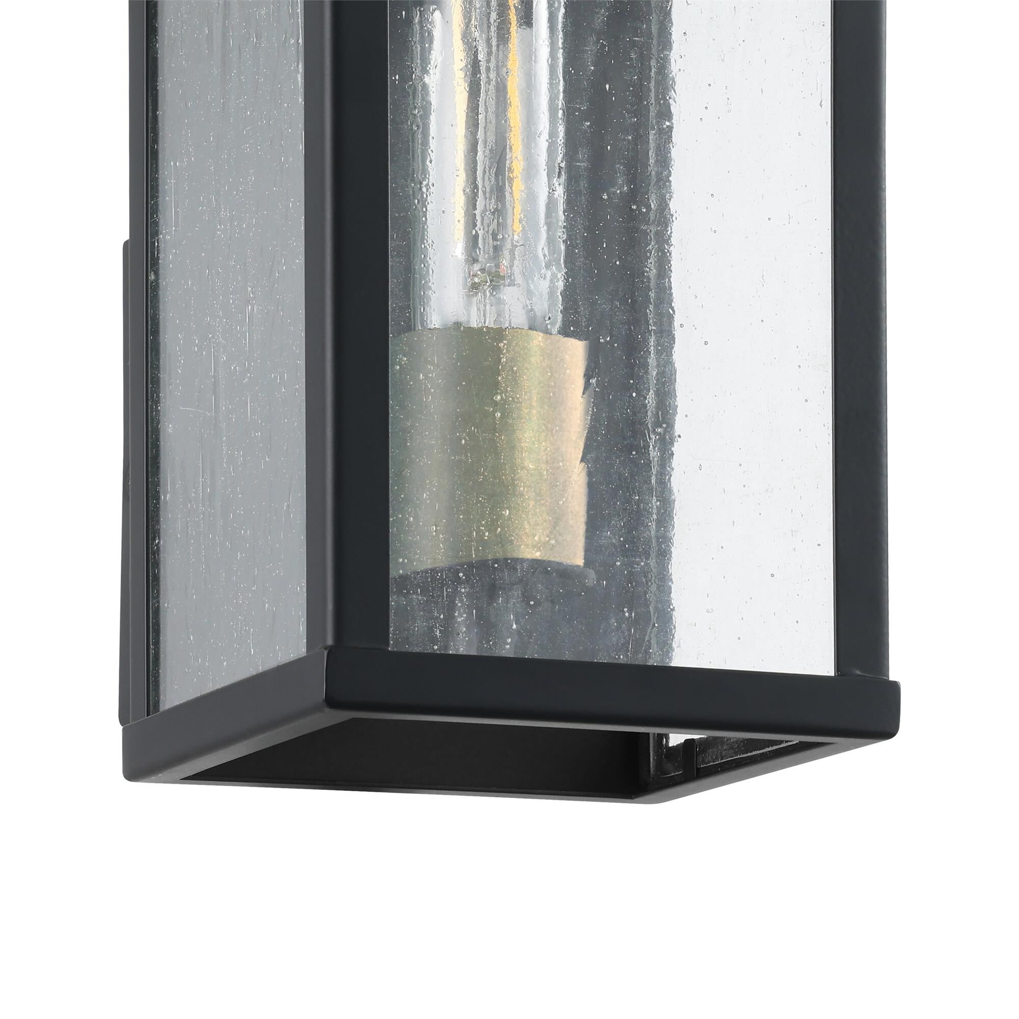 Shown in Matte Black finish and Clear Antique glass