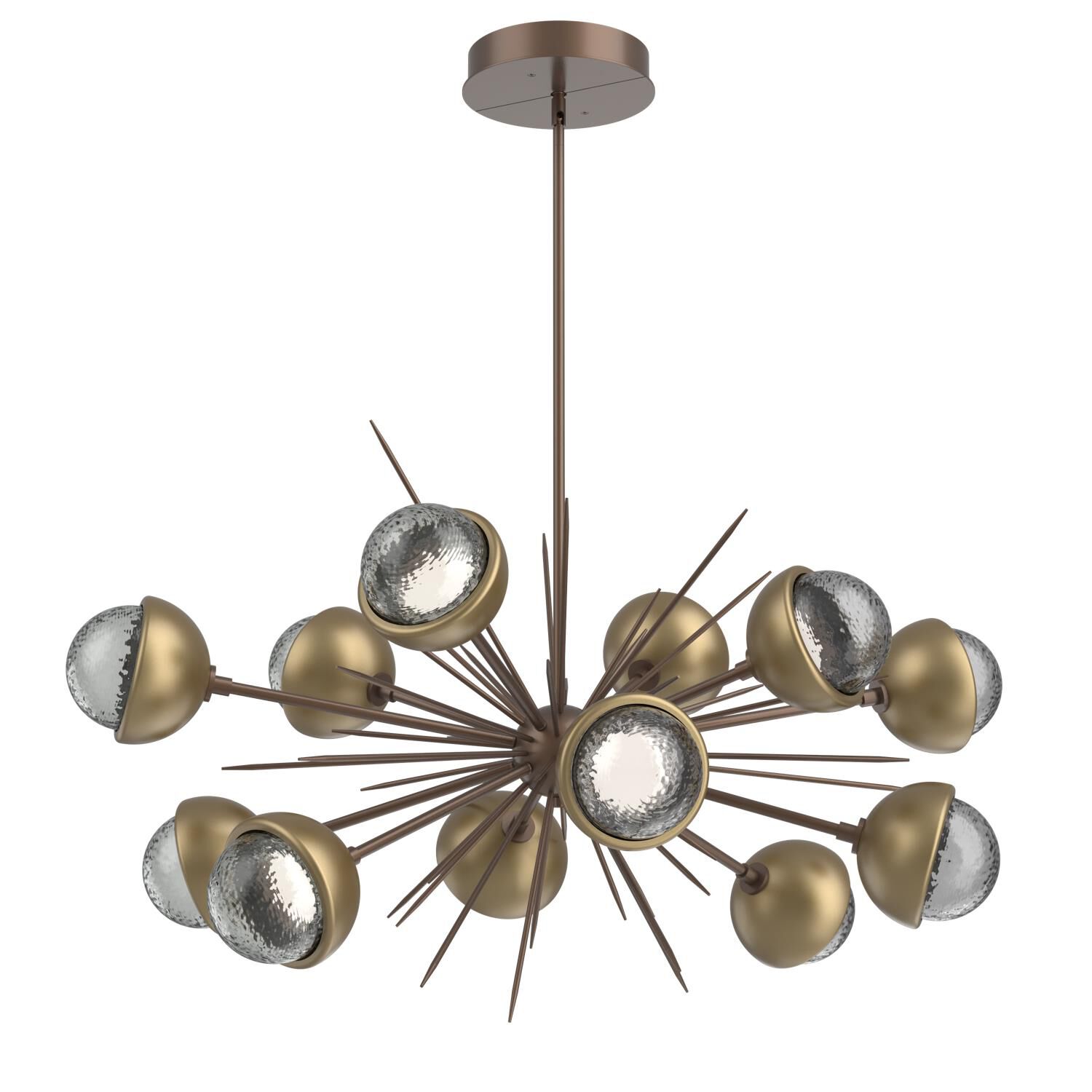 Shown in Burnished Bronze finish and Smoke glass and Gilded Brass accent