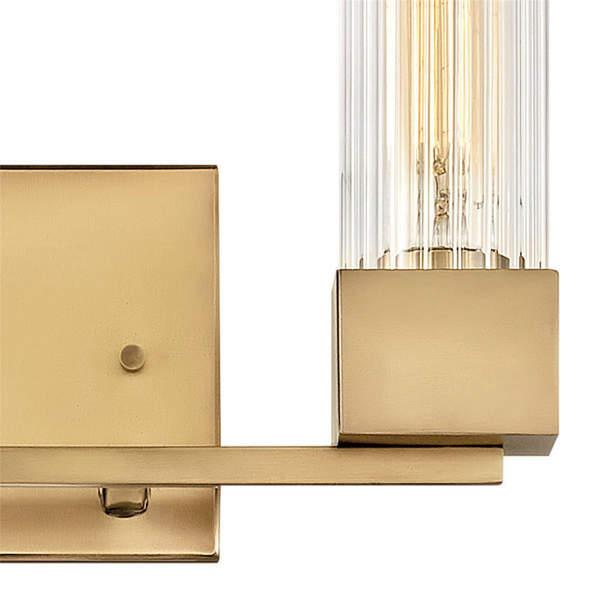 Shown in Heritage Brass finish and Ribbed Clear glass
