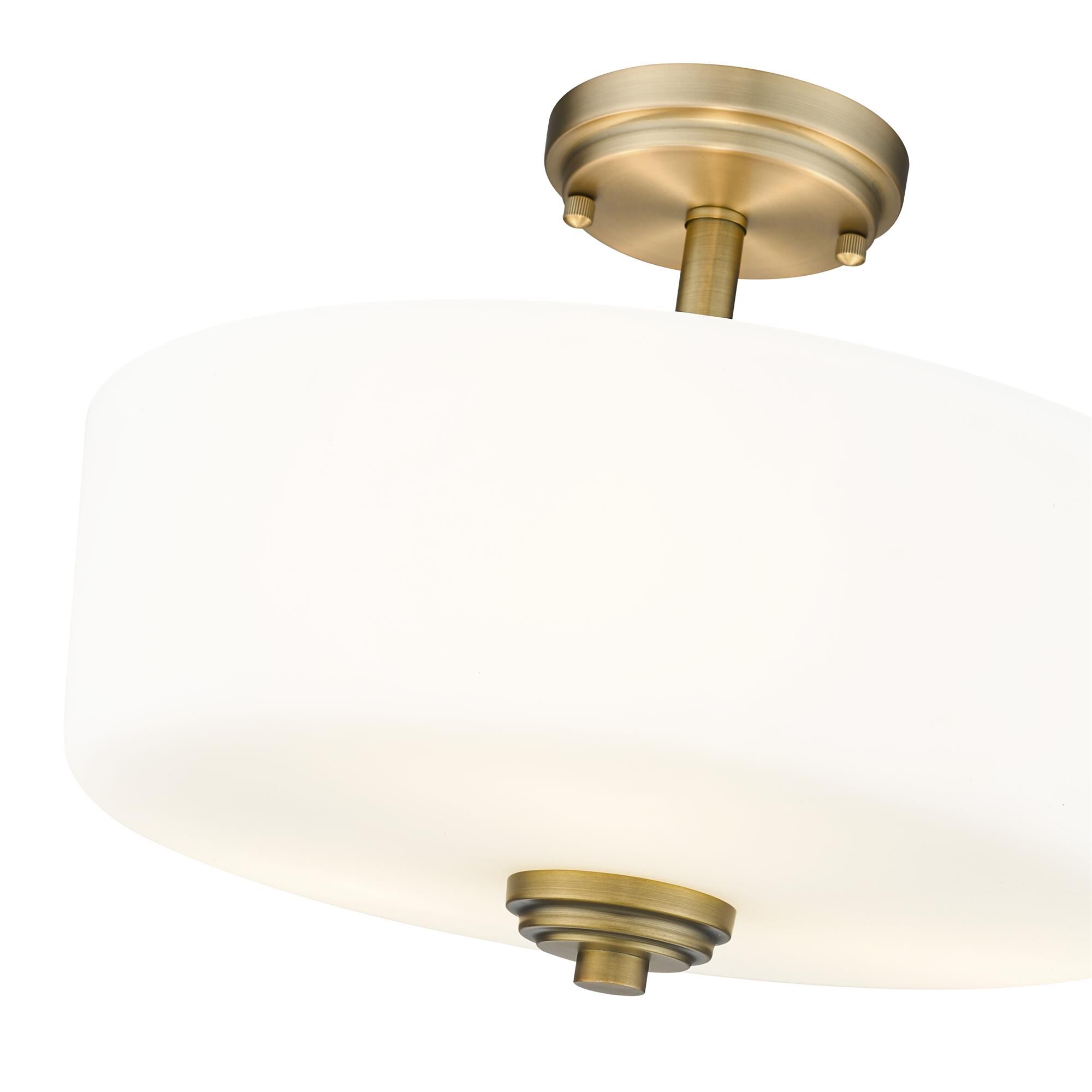 Shown in Heritage Brass finish and Glass shade