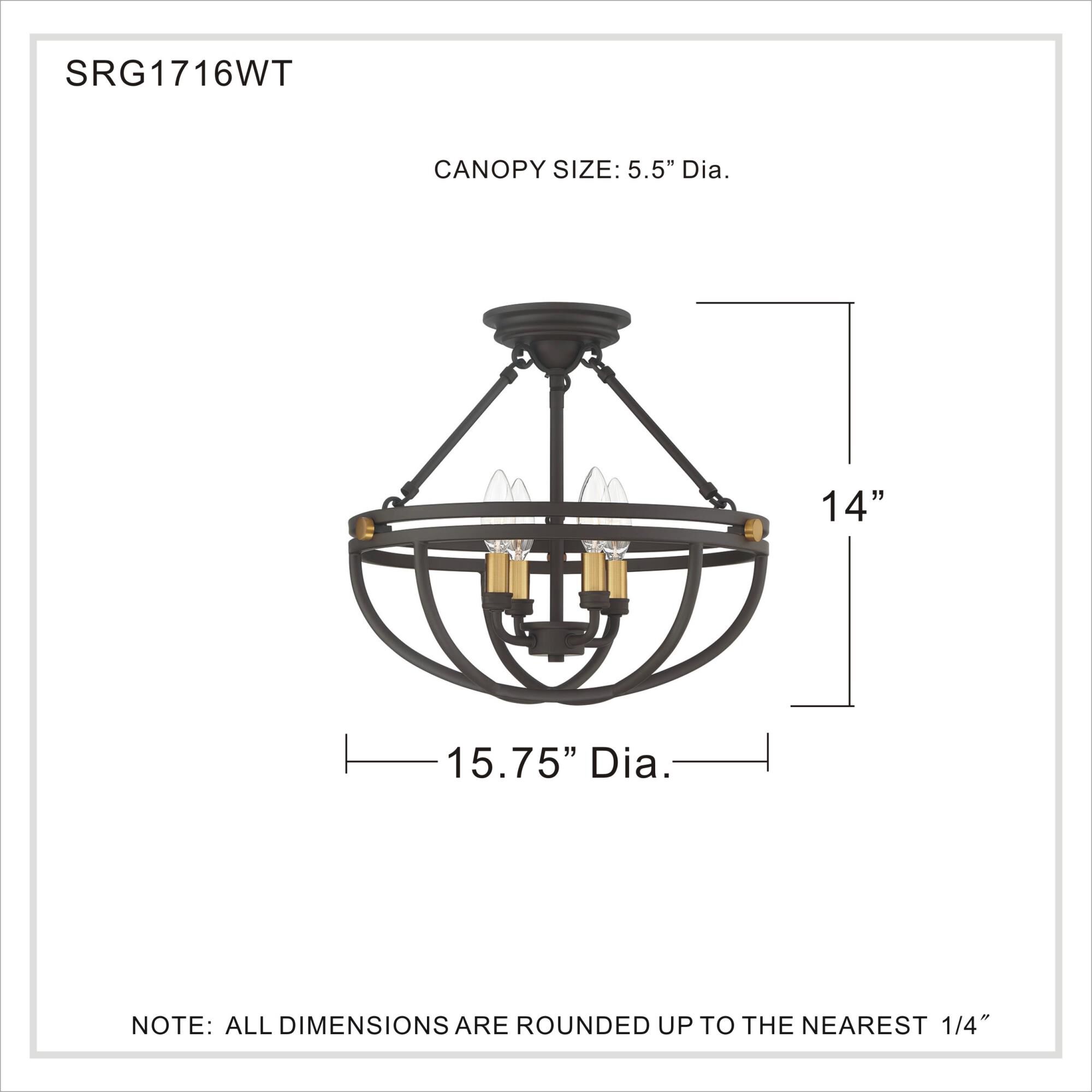 15 Inch 4 Light Semi Flush Mount by Quoizel