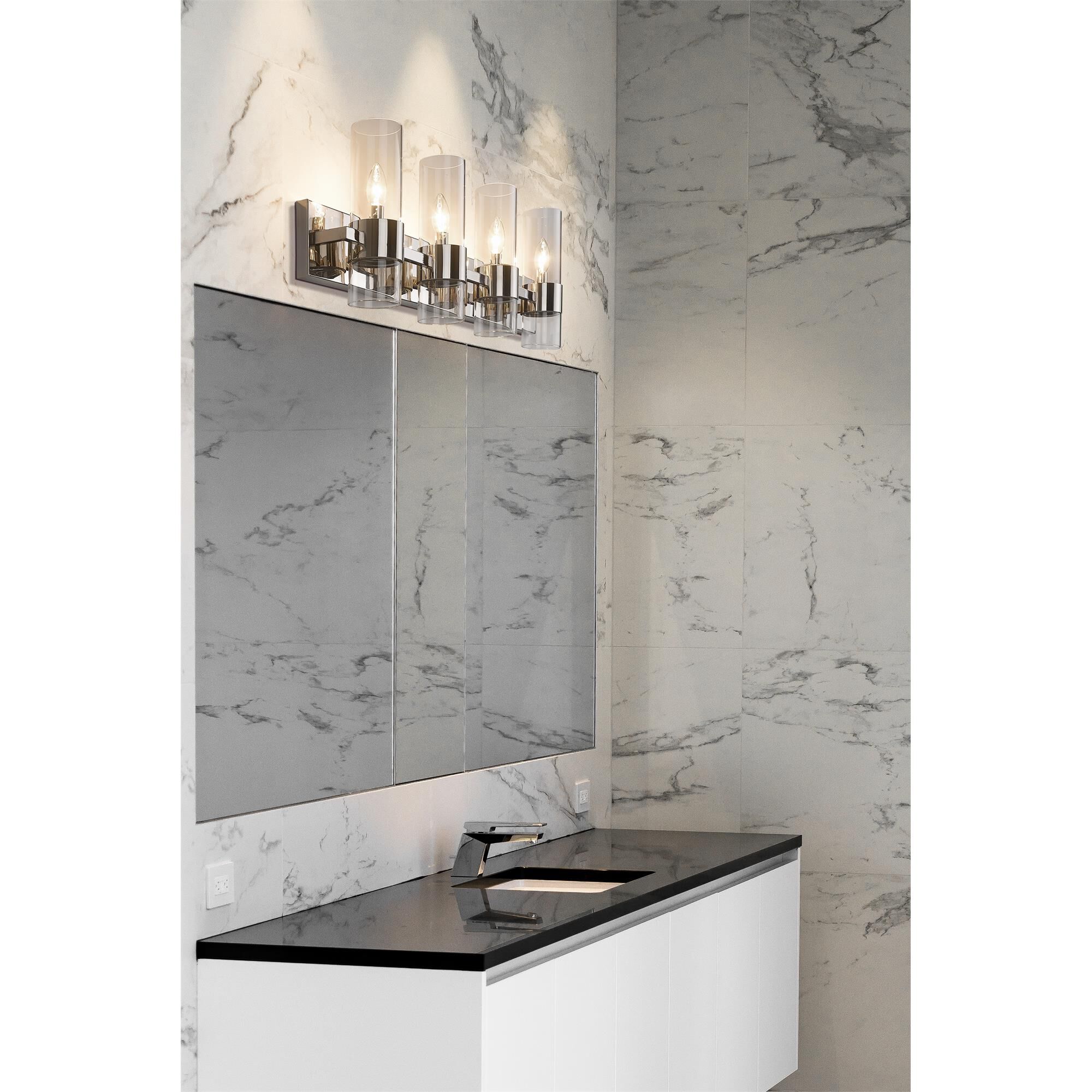 Shown in Polished Nickel finish and Clear glass and Clear shade