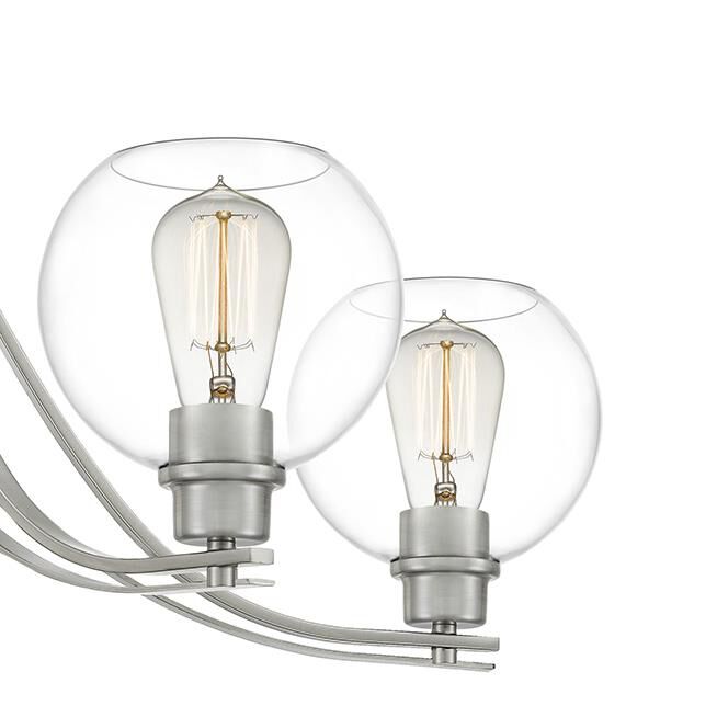 Shown in Brushed Nickel finish and Clear Glass shade