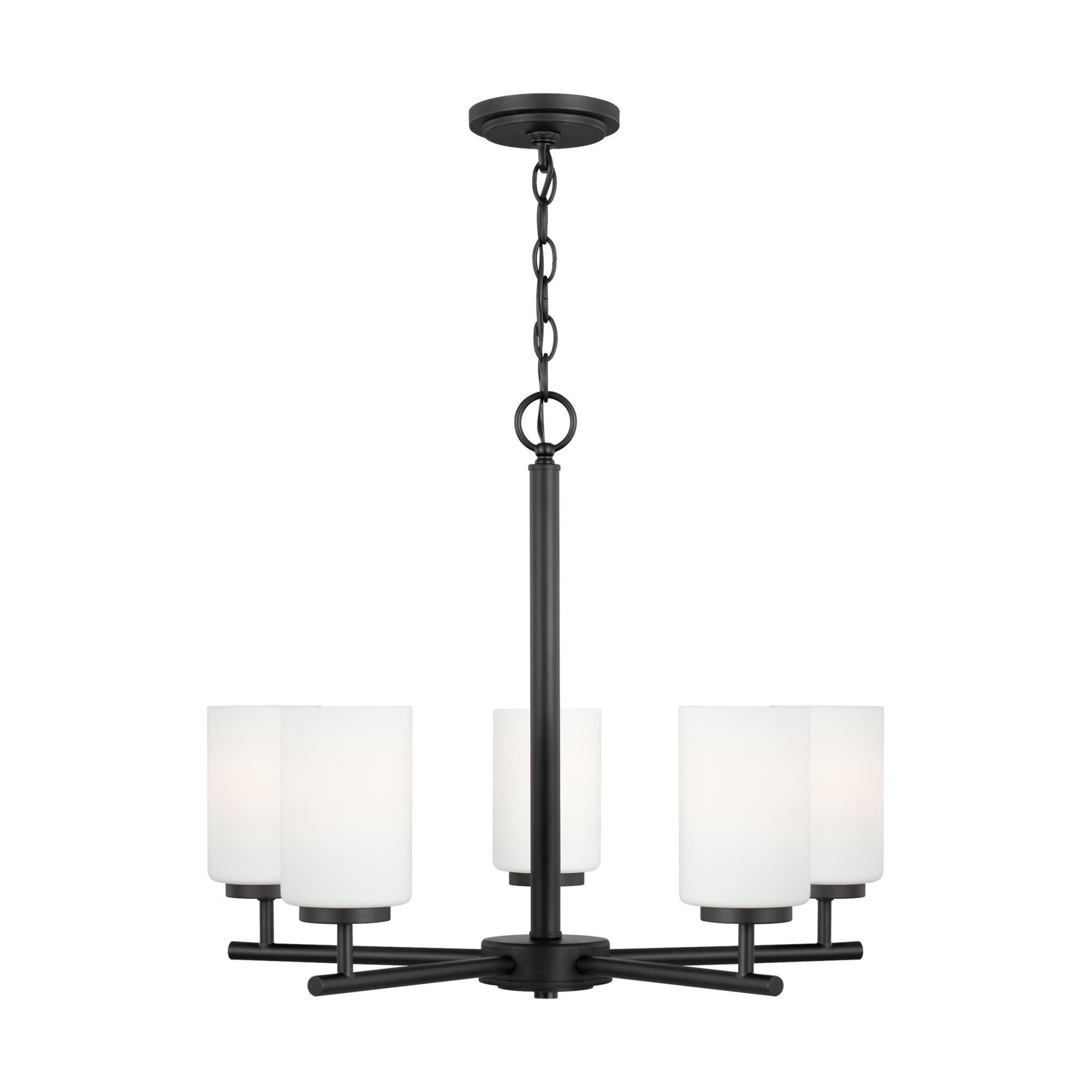 Shown in Midnight Black finish and Cased Opal Etched glass and Cased Opal Etched Glass s shade