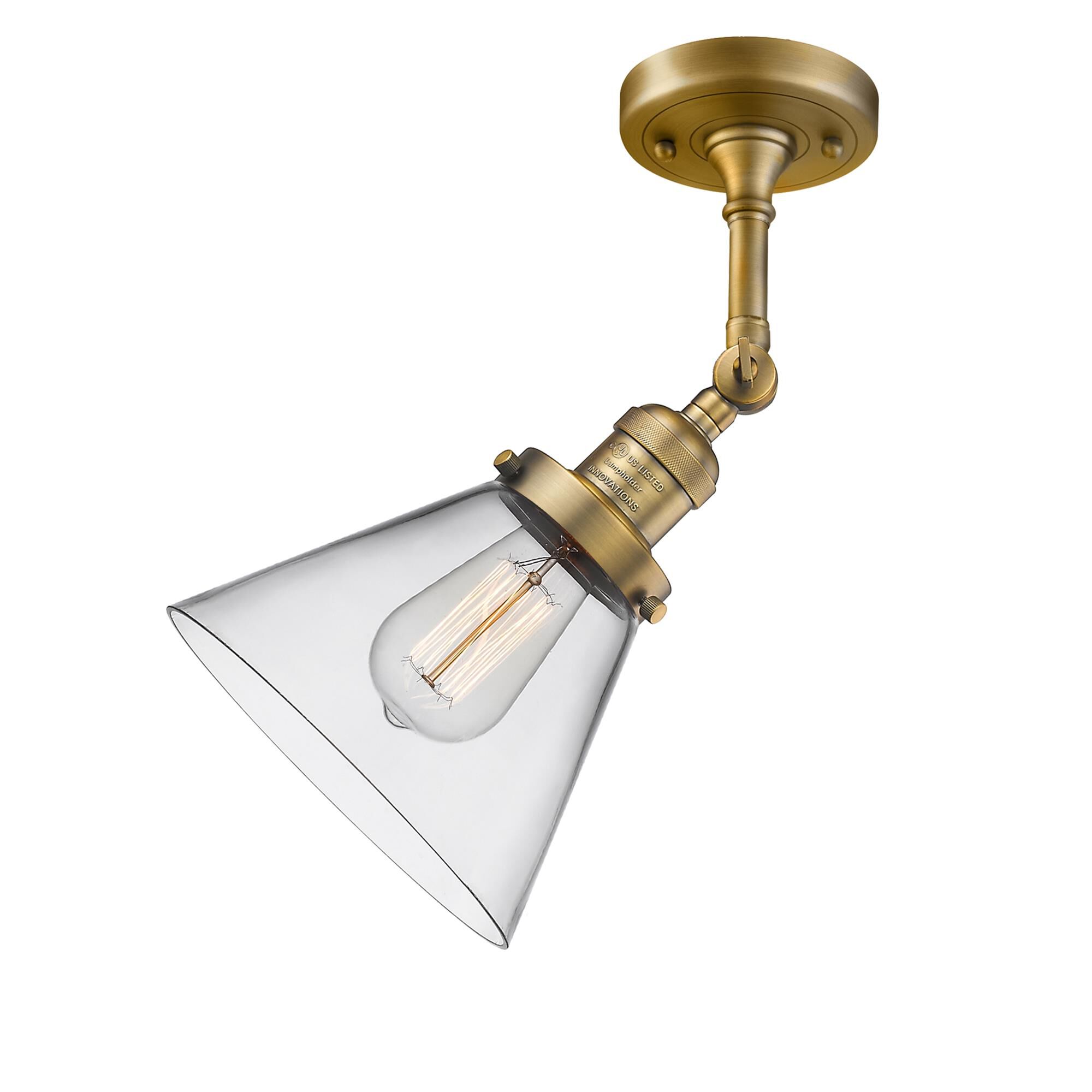 Shown in Brushed Brass finish and Clear glass