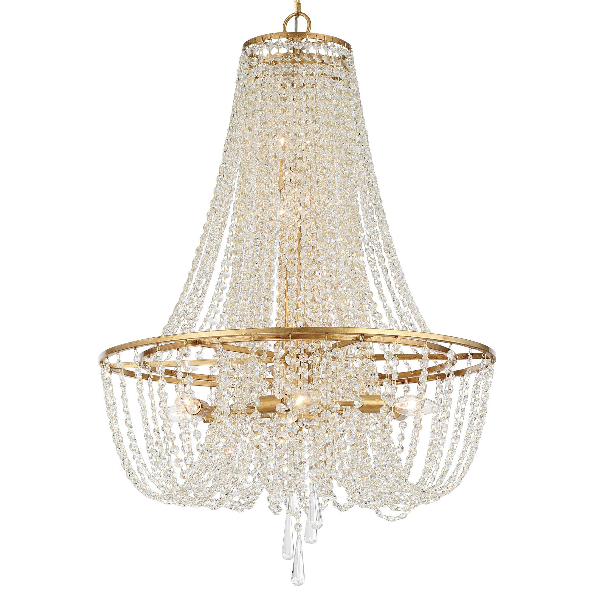 Shown in Antique Gold finish and Hand Cut crystal