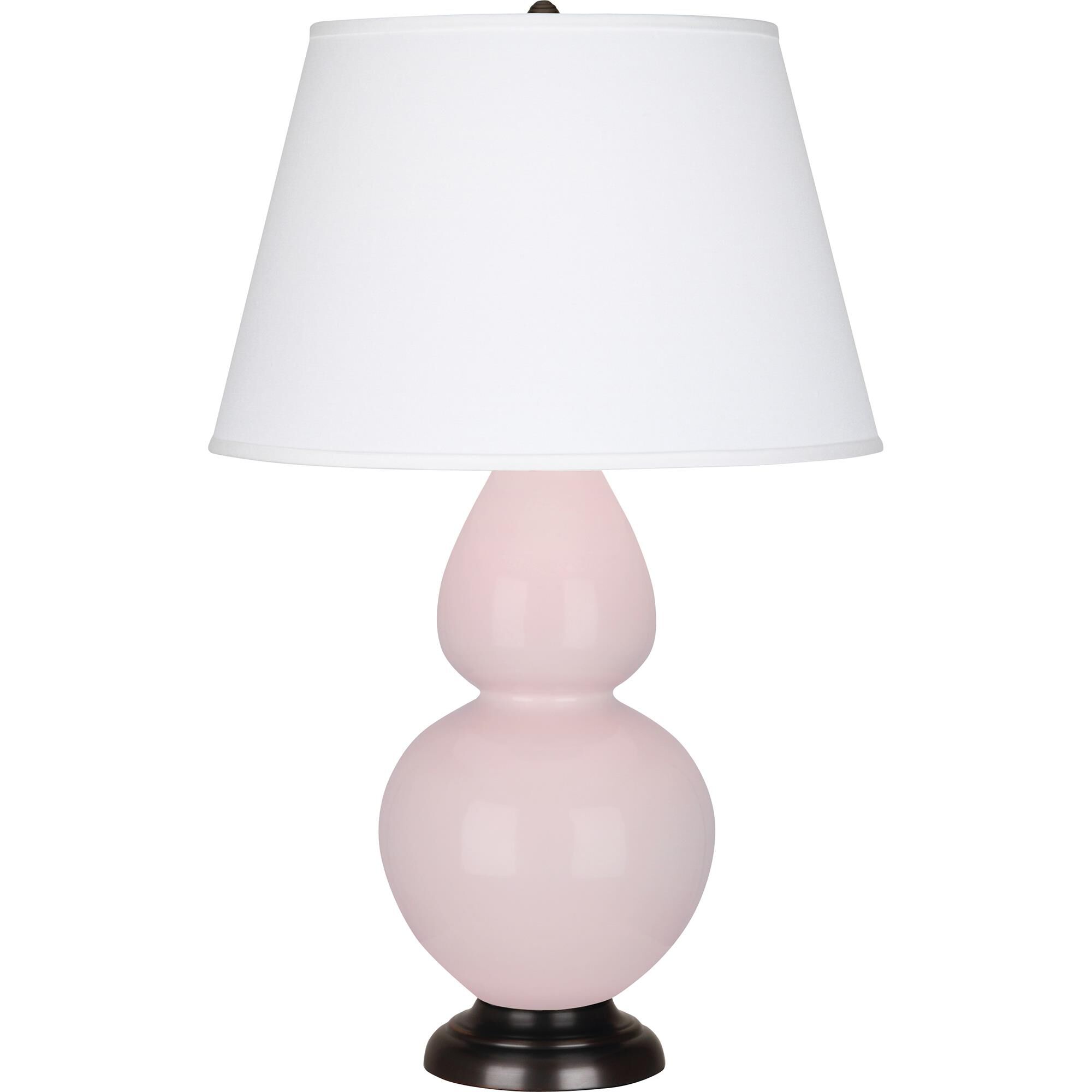 Shown in Rose Water Glazed finish and Pearl Dupioni shade and Deep Patina Bronze accent