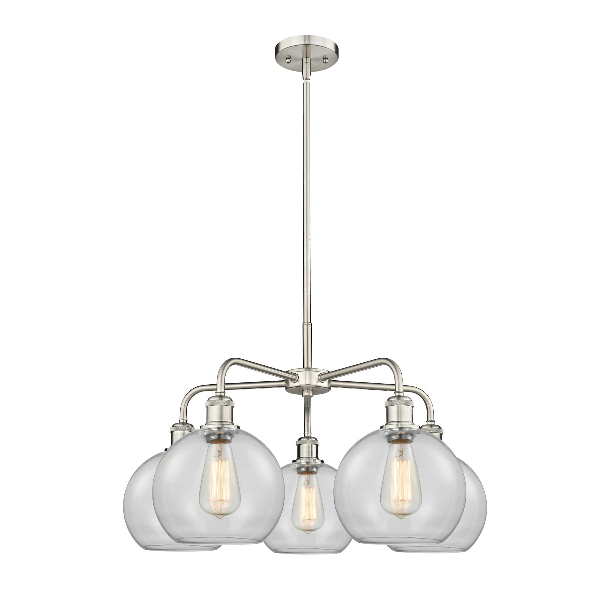 Shown in Satin Nickel finish and Clear glass