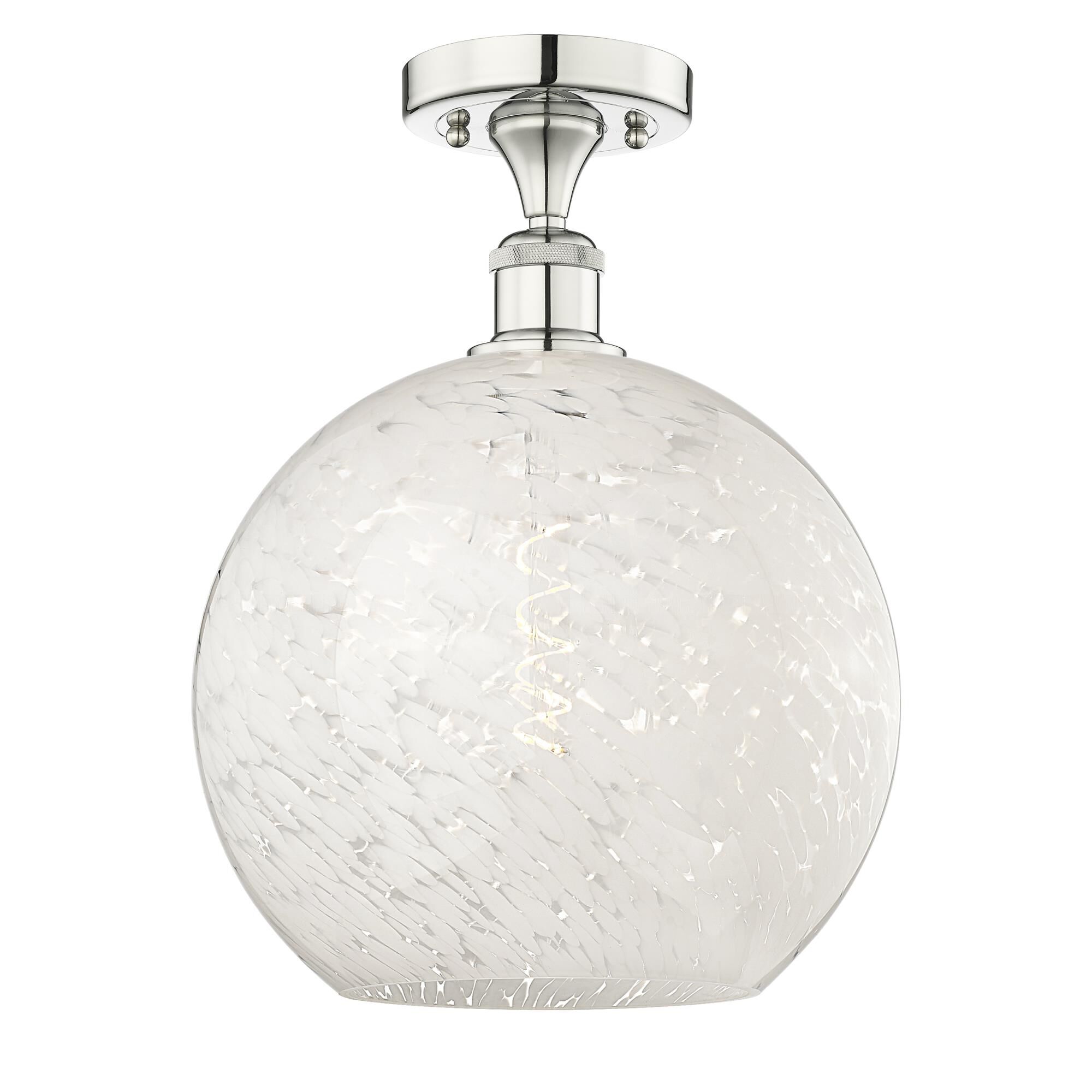 Shown in Polished Nickel finish and White Mouchette glass