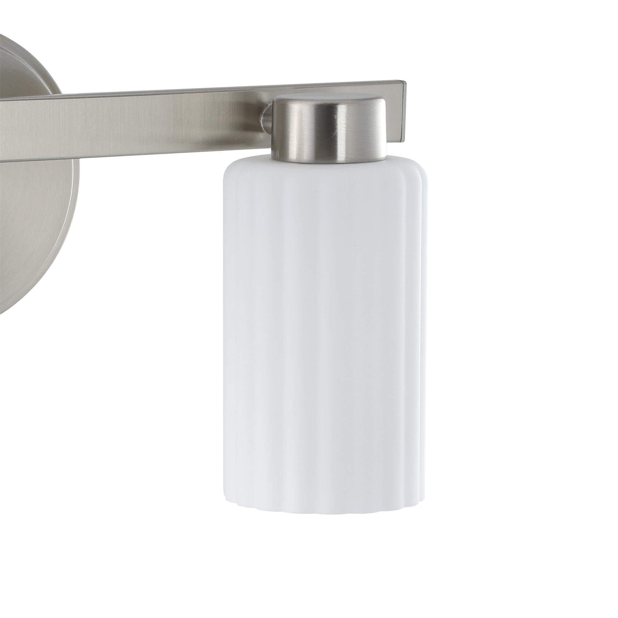 Shown in Brushed Nickel finish and Etched Opal Ribbed glass