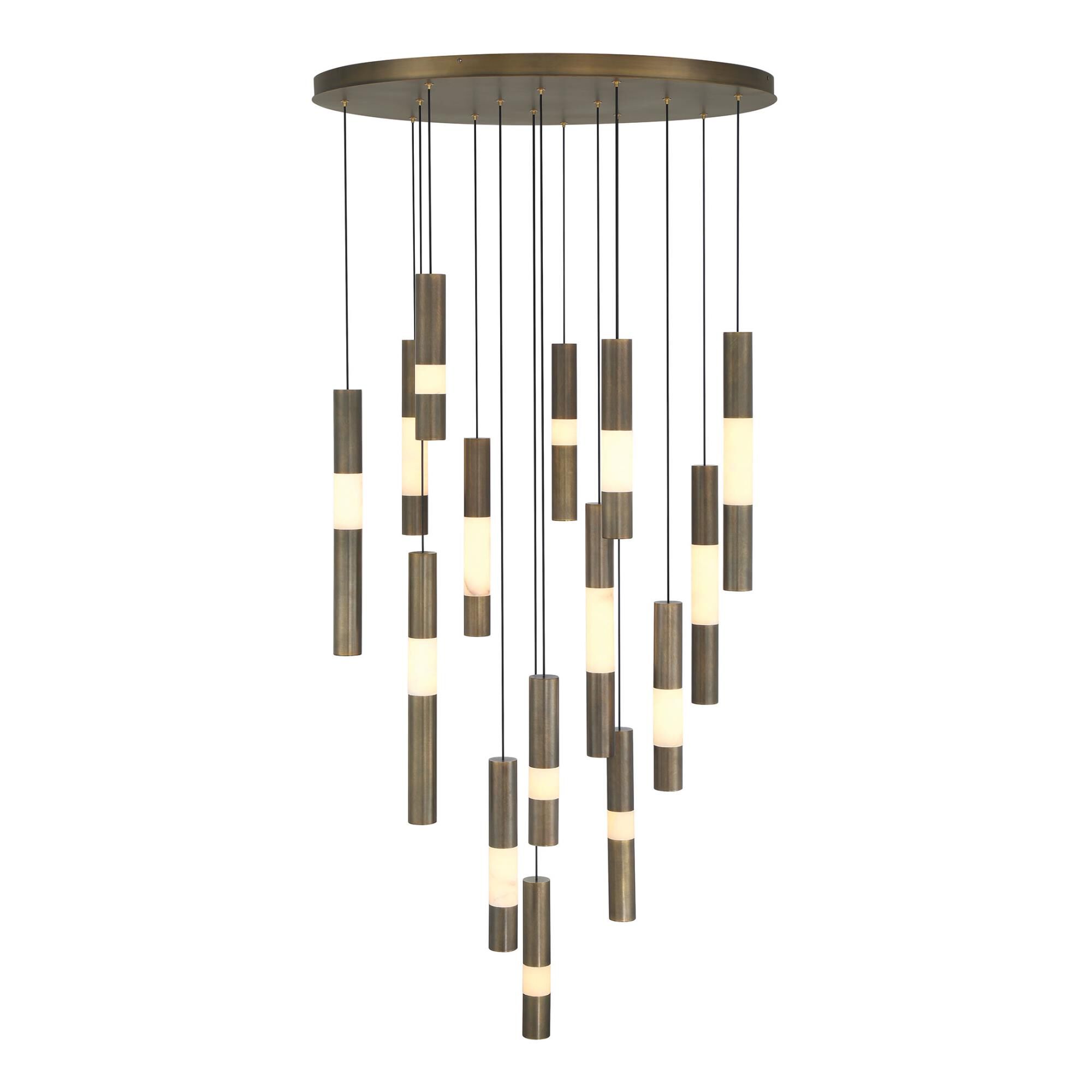 Shown in Weathered Brass finish and Alabaster glass