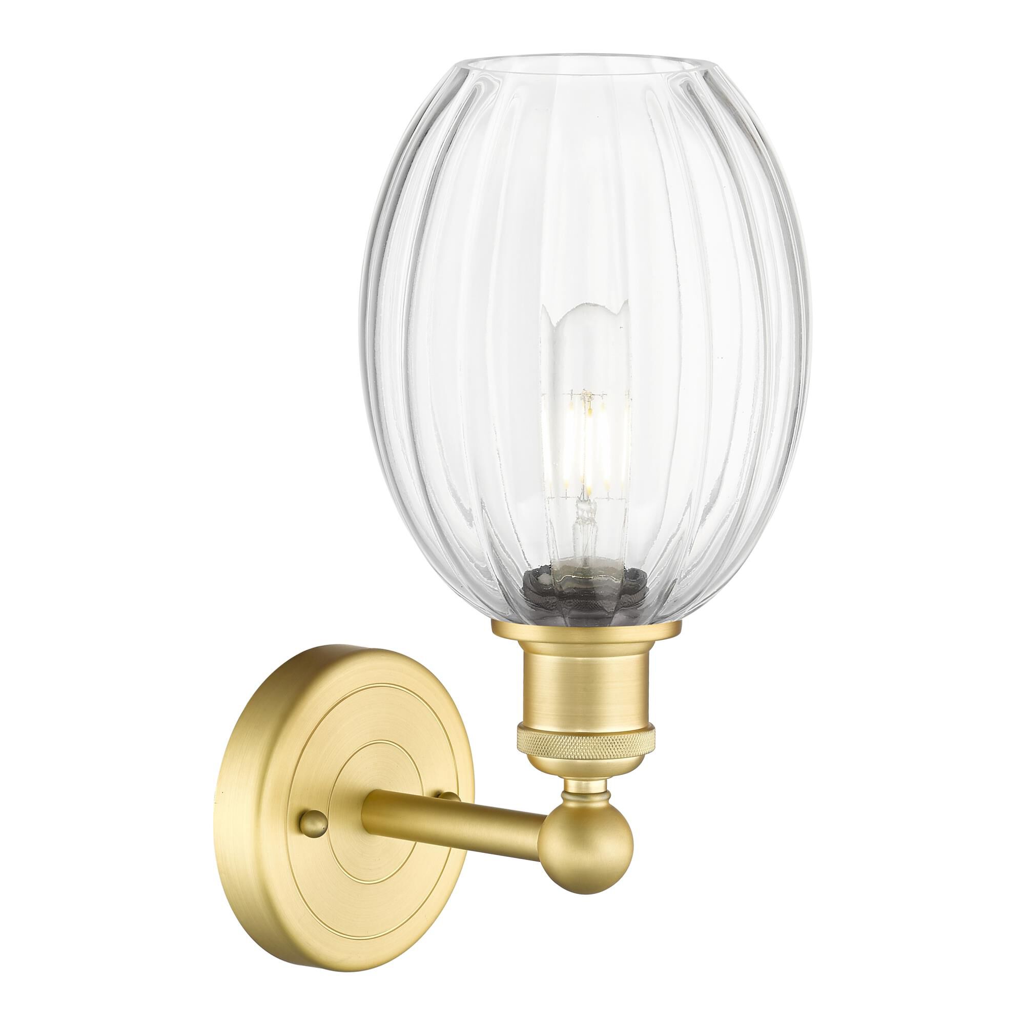 Shown in Satin Gold finish and Clear glass