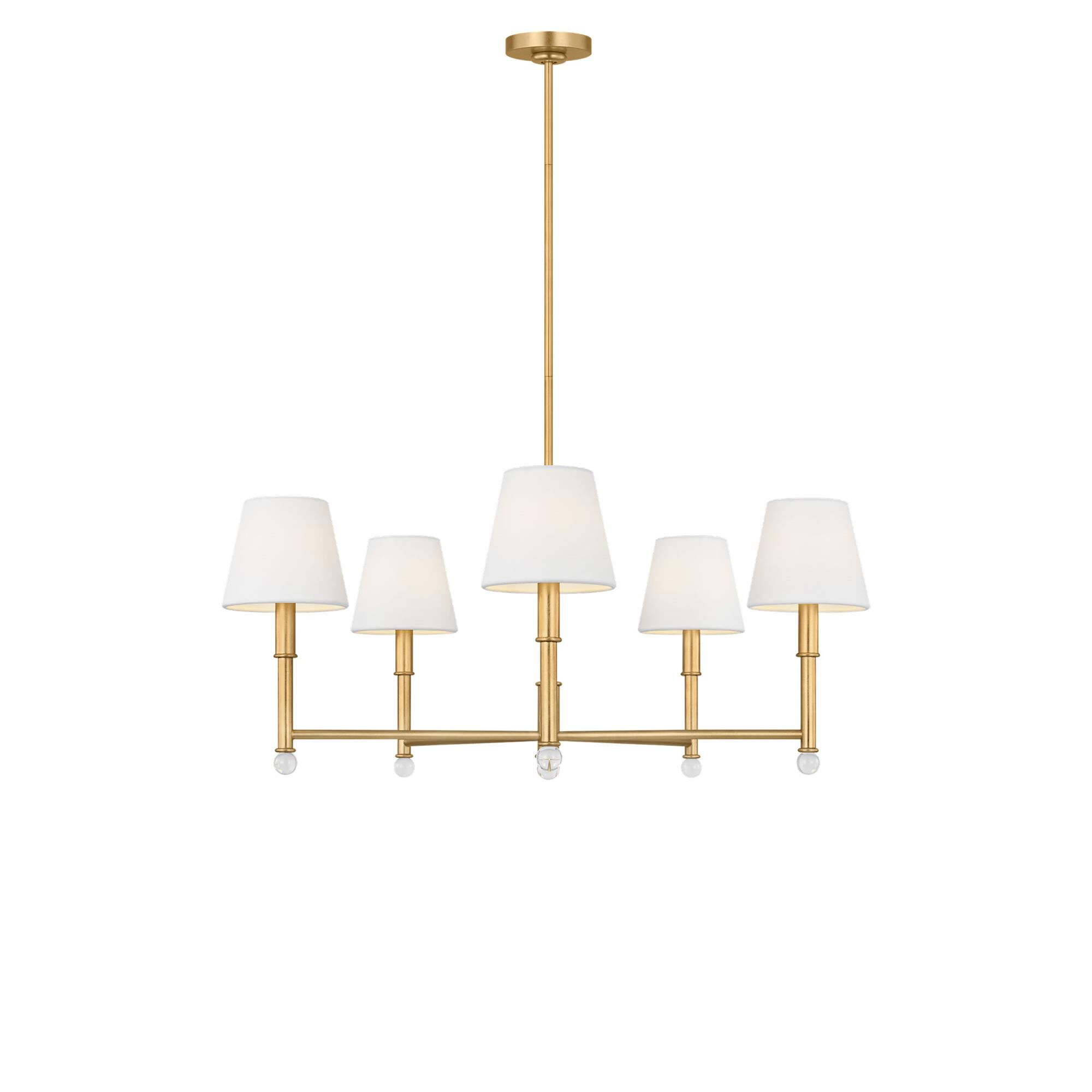 Shown in Gild finish and White Linen Fabric shade