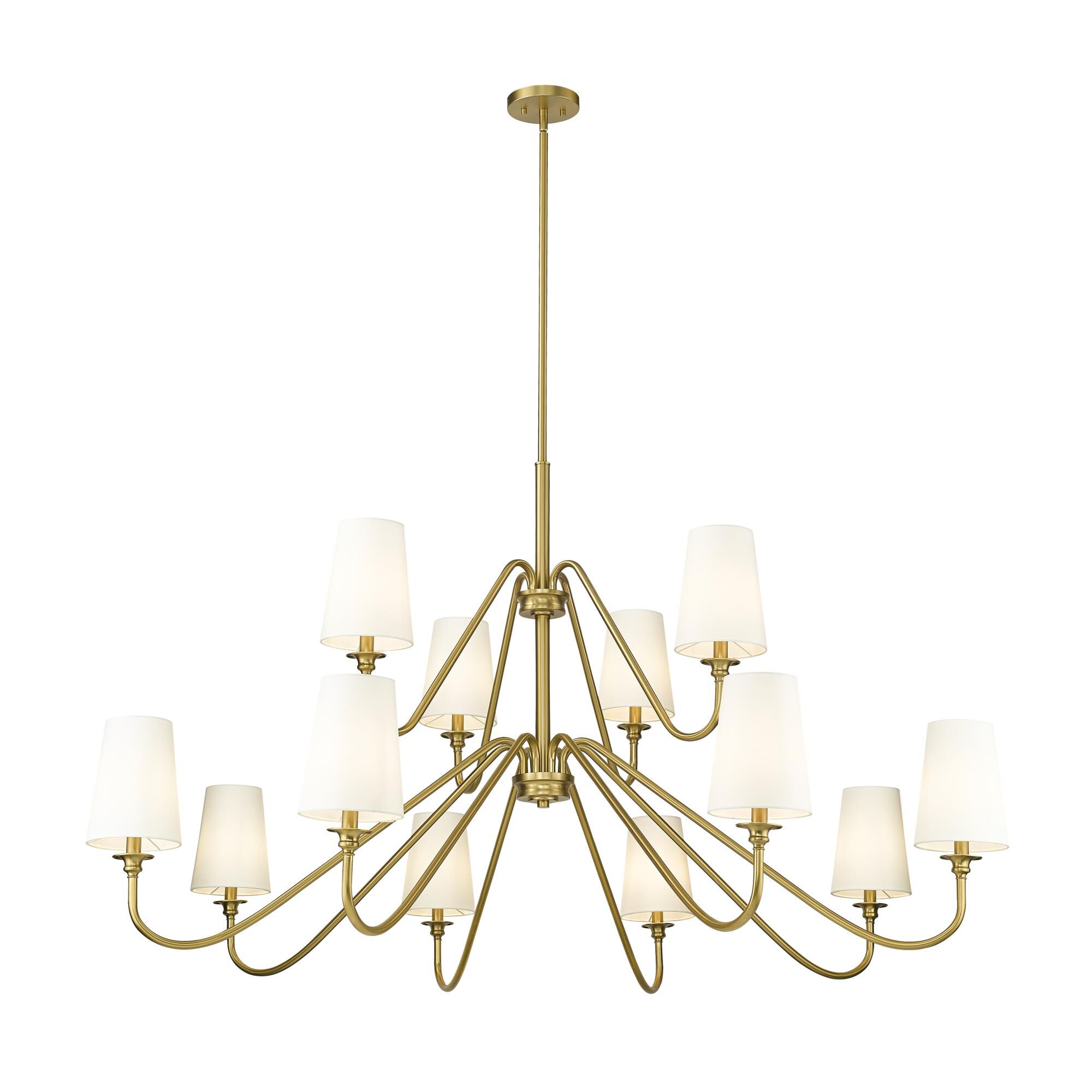 Shown in Modern Gold finish and White glass and White shade