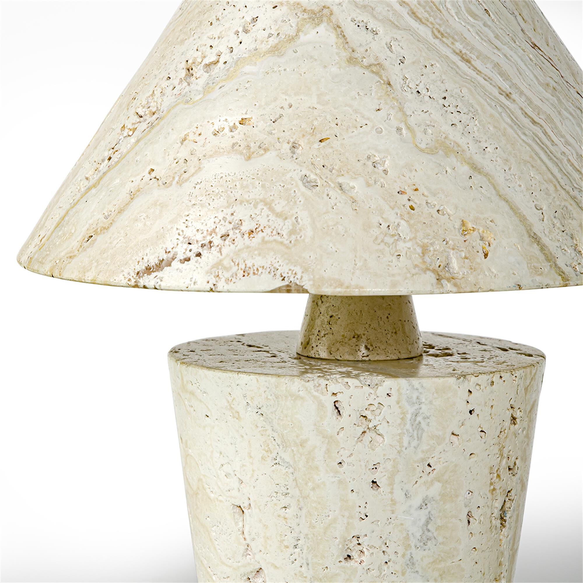 Shown in Matte Nickel  finish and White Travertine shade