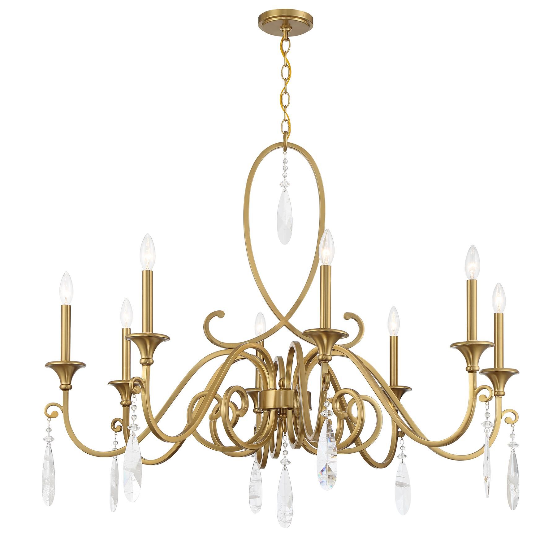 Shown in Warm Brass finish and Faux Rock Drop crystal