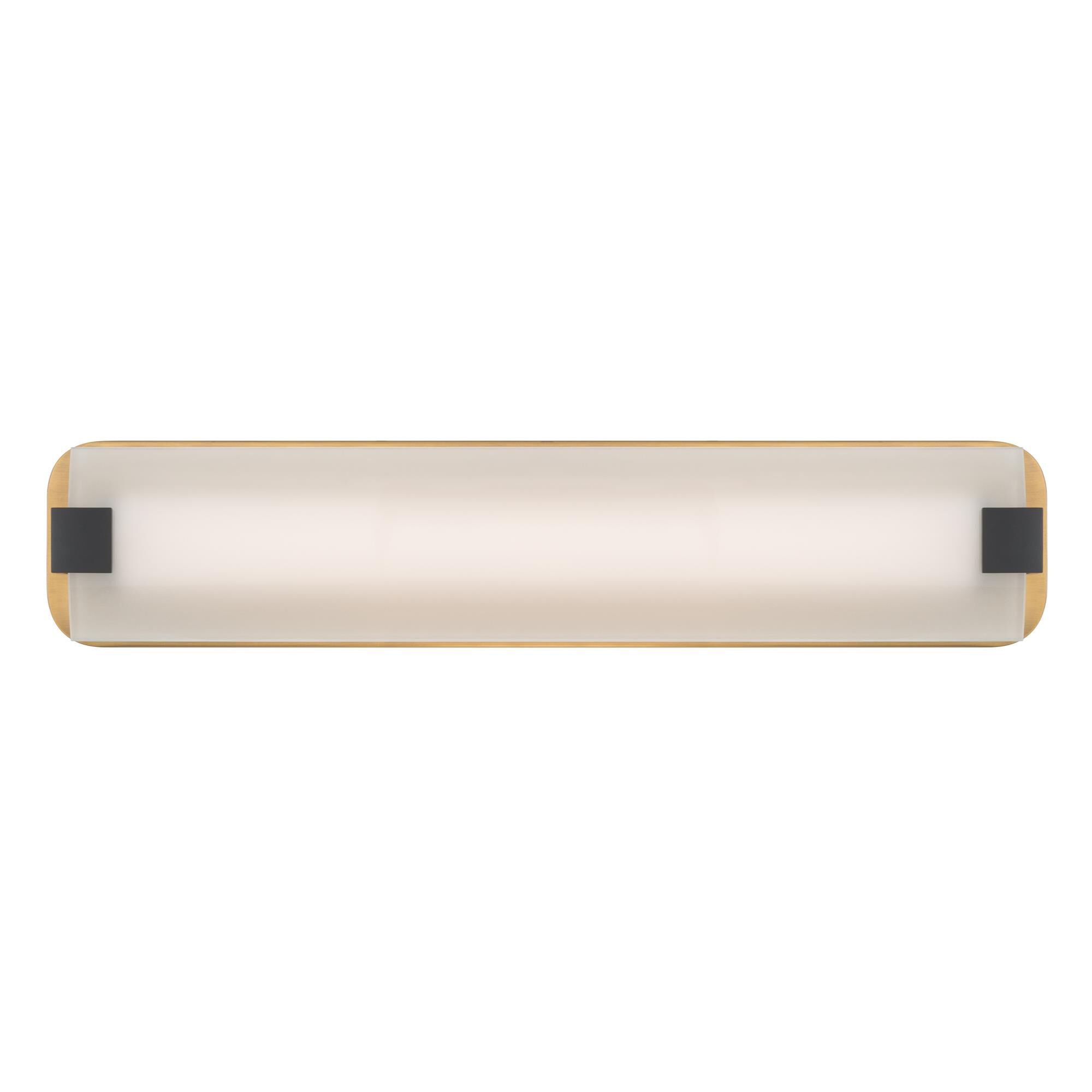 Shown in Legacy Brass and Dark Matte Black finish and Etched White glass