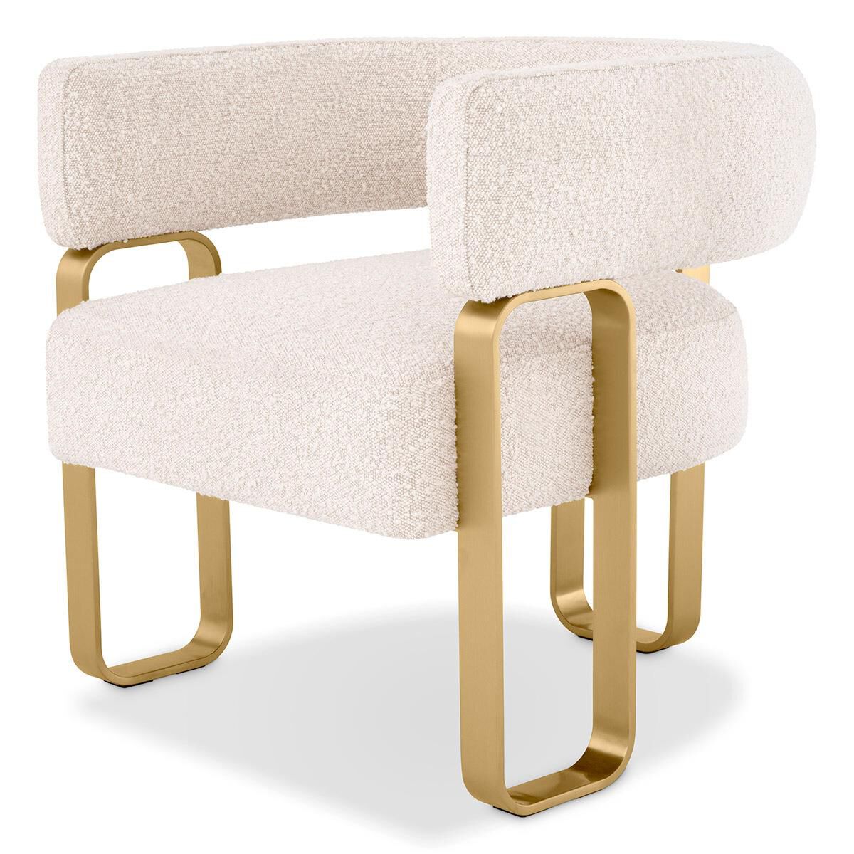 Shown in Boucle Cream, Brushed Brass finish
