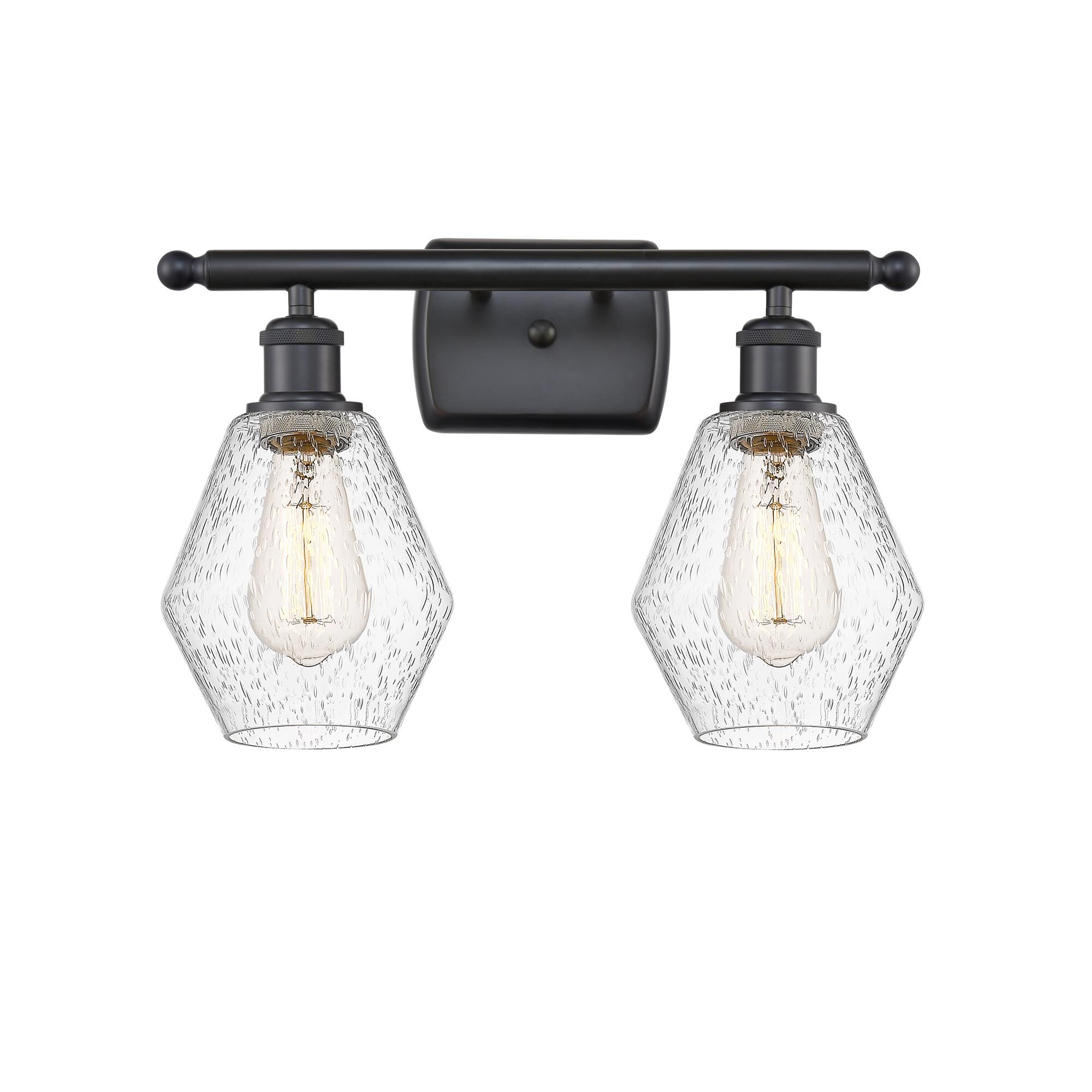 Shown in Matte Black  finish and Seedy glass