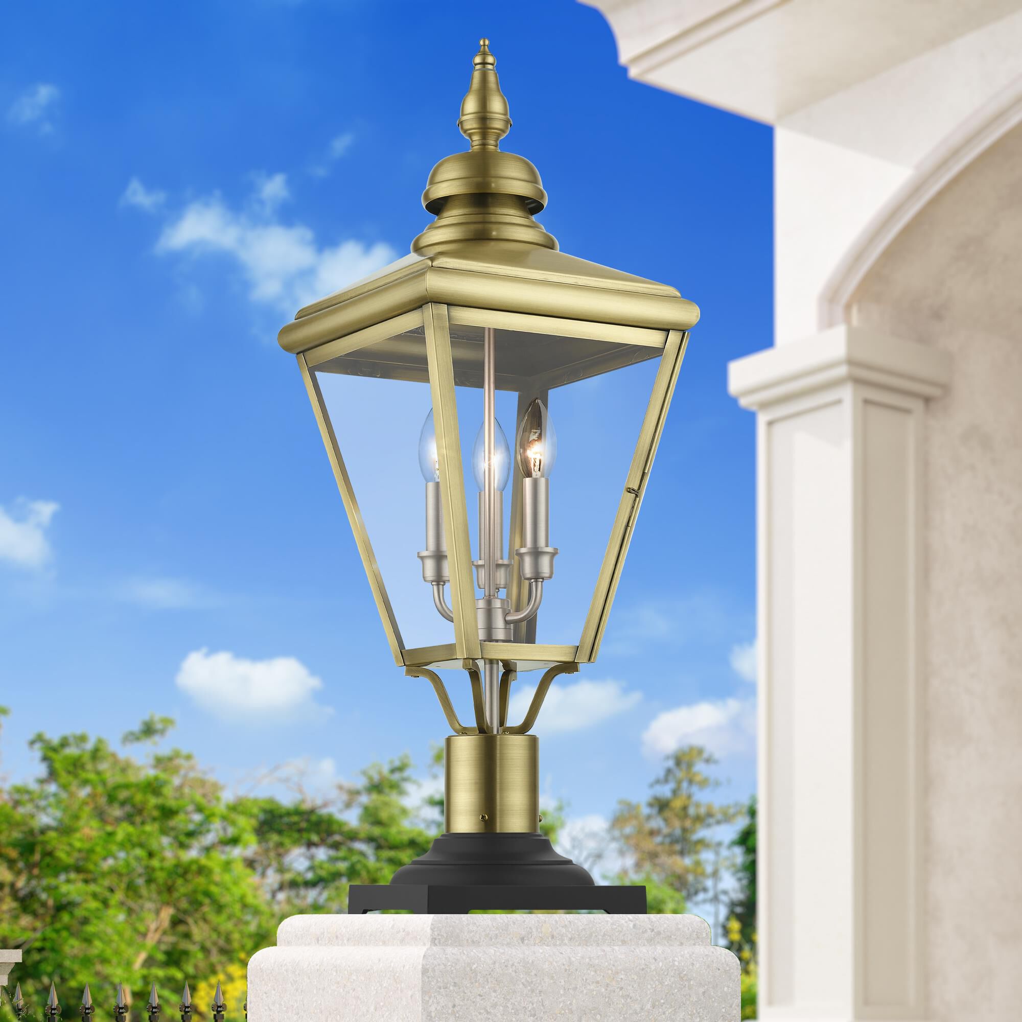 Adams 26 Inch Tall 3 Light Outdoor Post Lamp by Livex Lighting