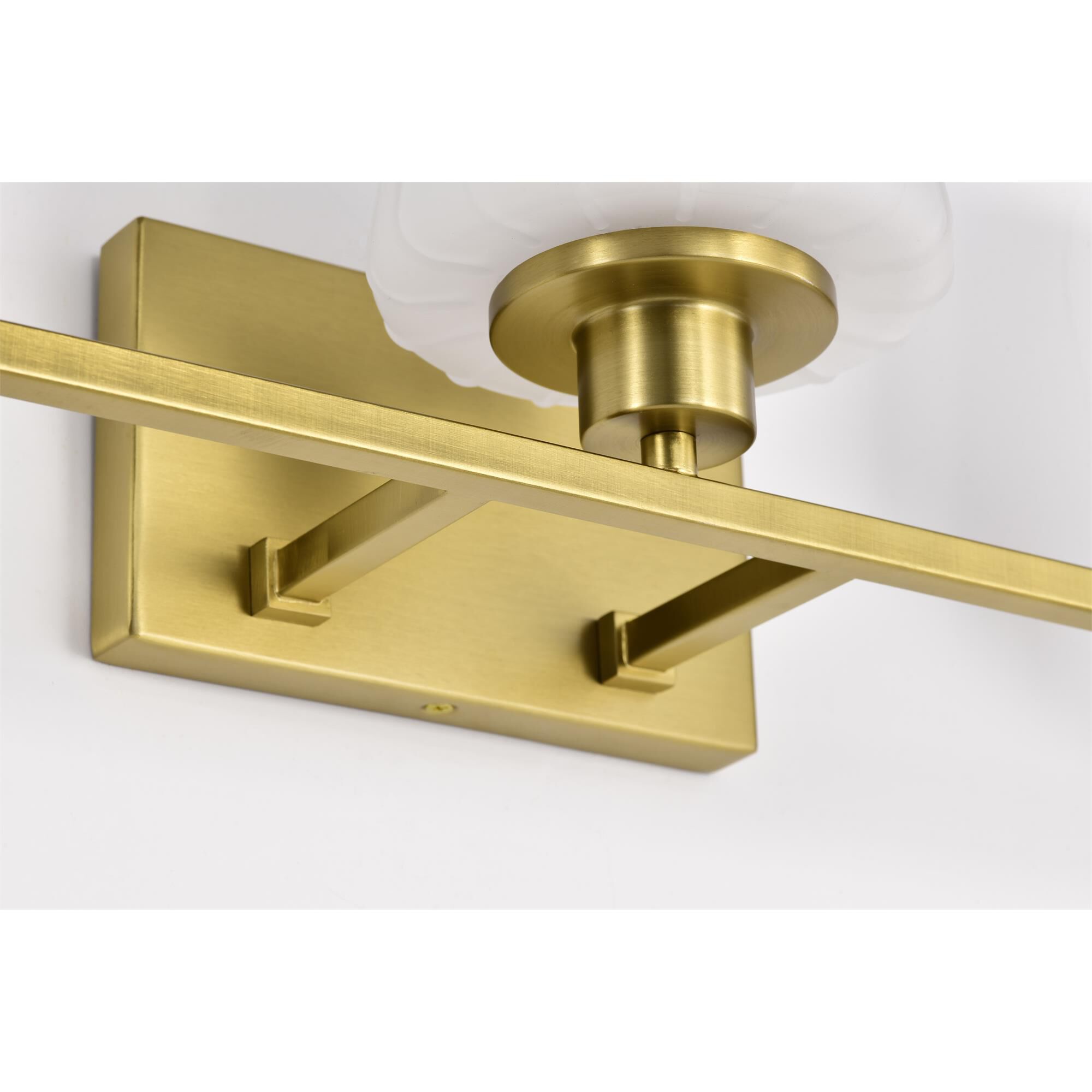 Shown in Vintage Brass finish and Etched White glass
