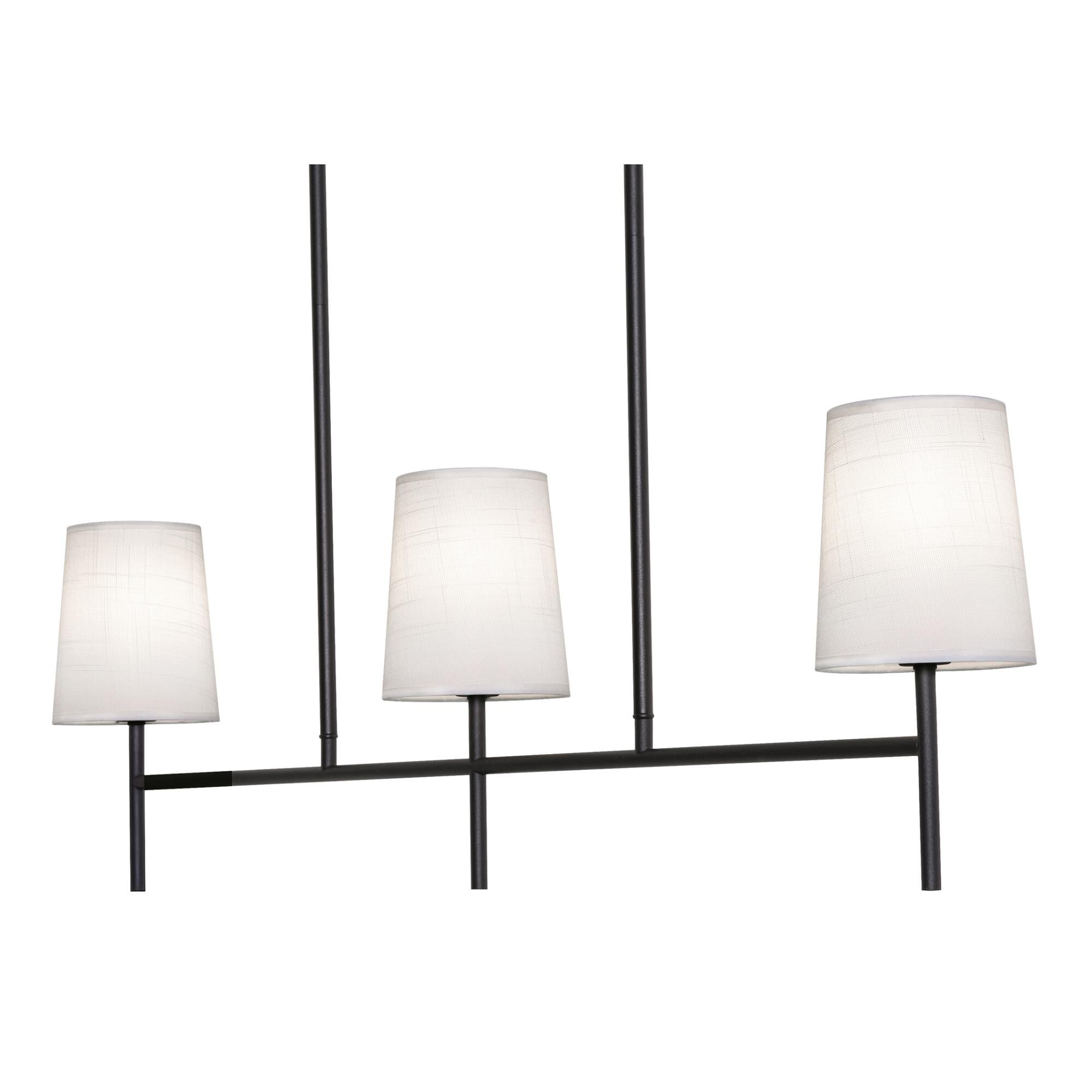 Shown in Black finish and White Linen shade