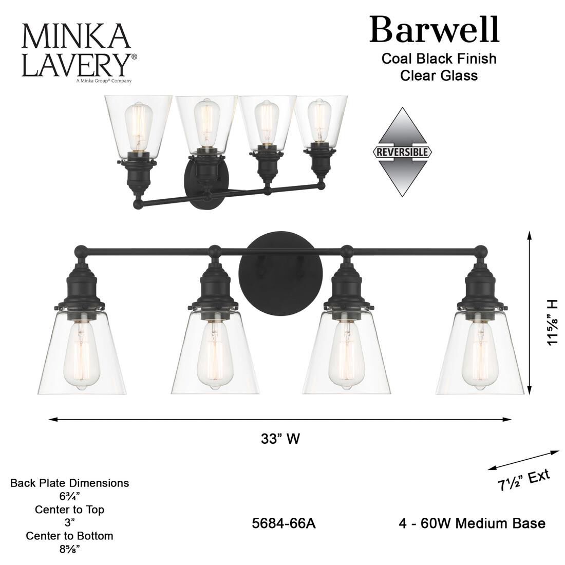 Barwell 33 Inch Bath Vanity Light by Minka Lavery
