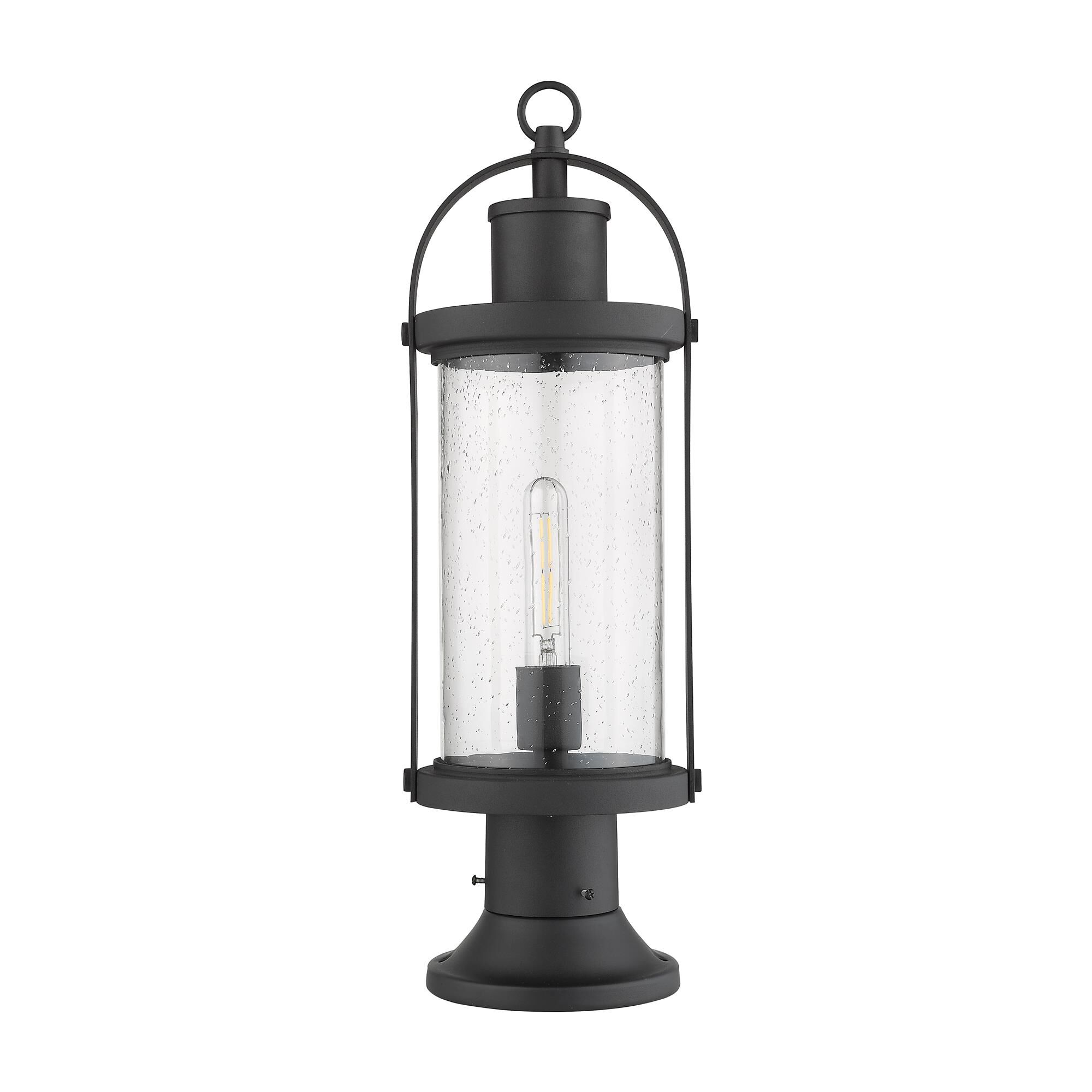 Shown in Black finish and Glass shade