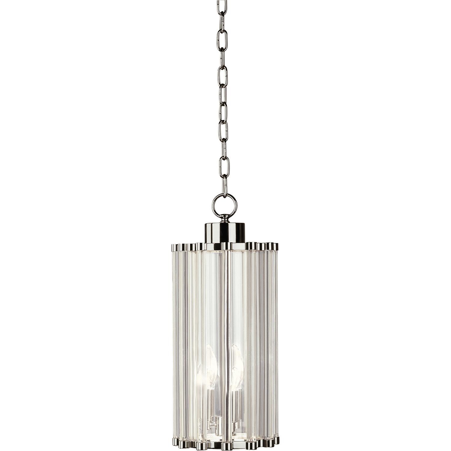 Shown in Polished Nickel  finish and Clear Glass Rods With Clear Inner Glass shade