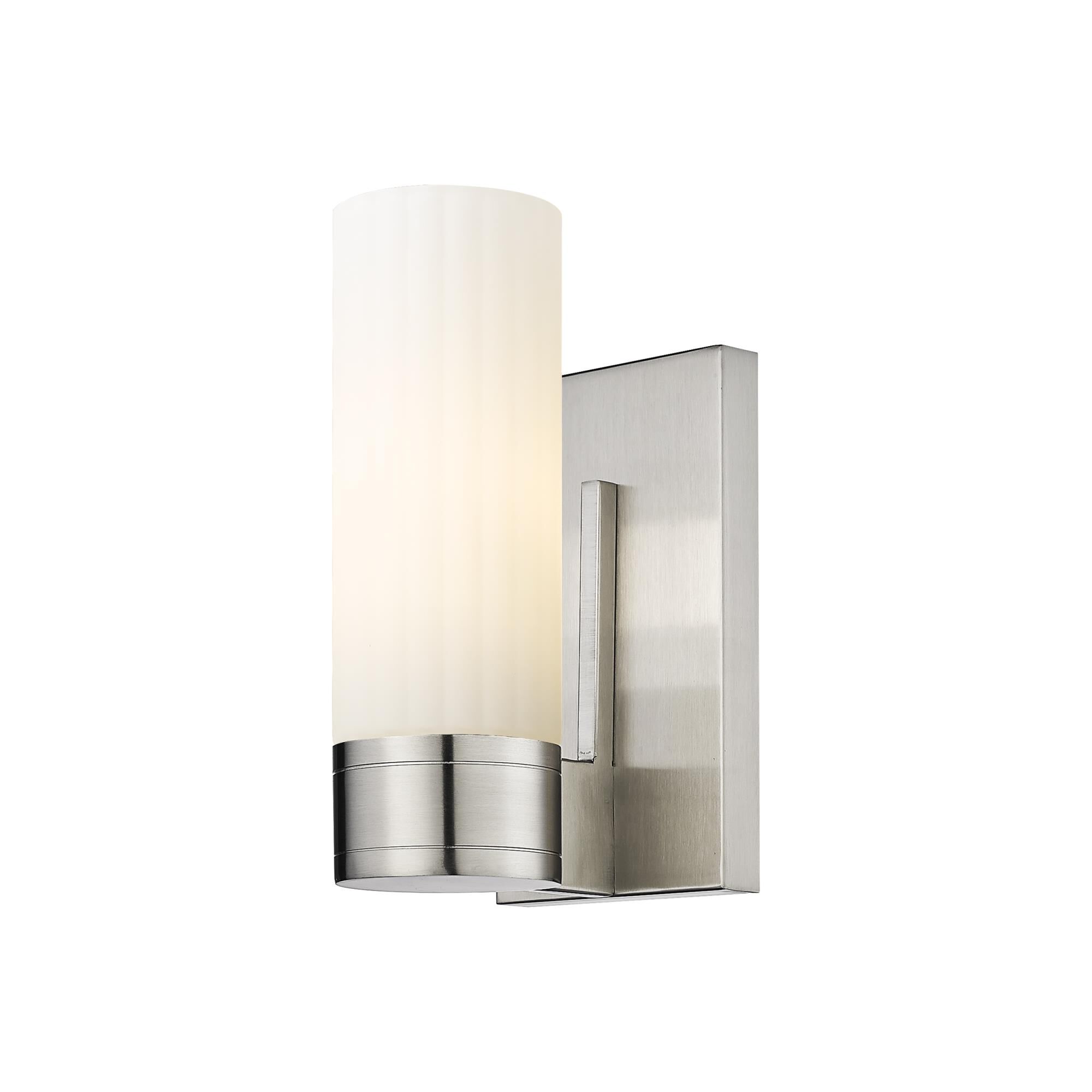Shown in Satin Nickel finish and Matte White glass and Matte White Glass shade