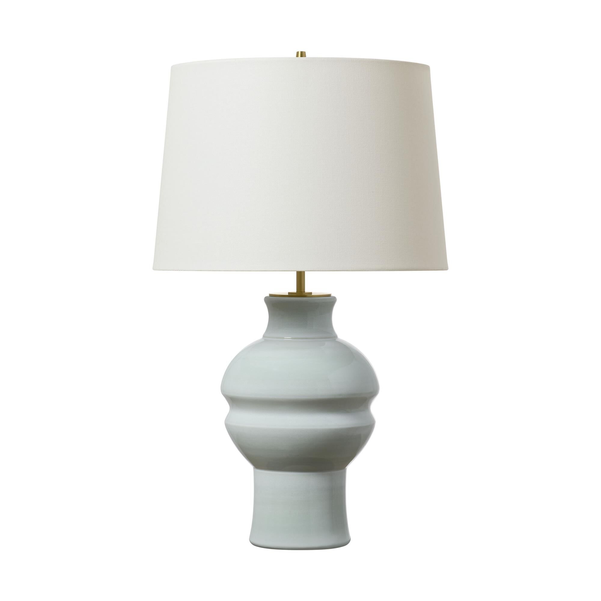 Shown in Silk Green finish and White Linen shade