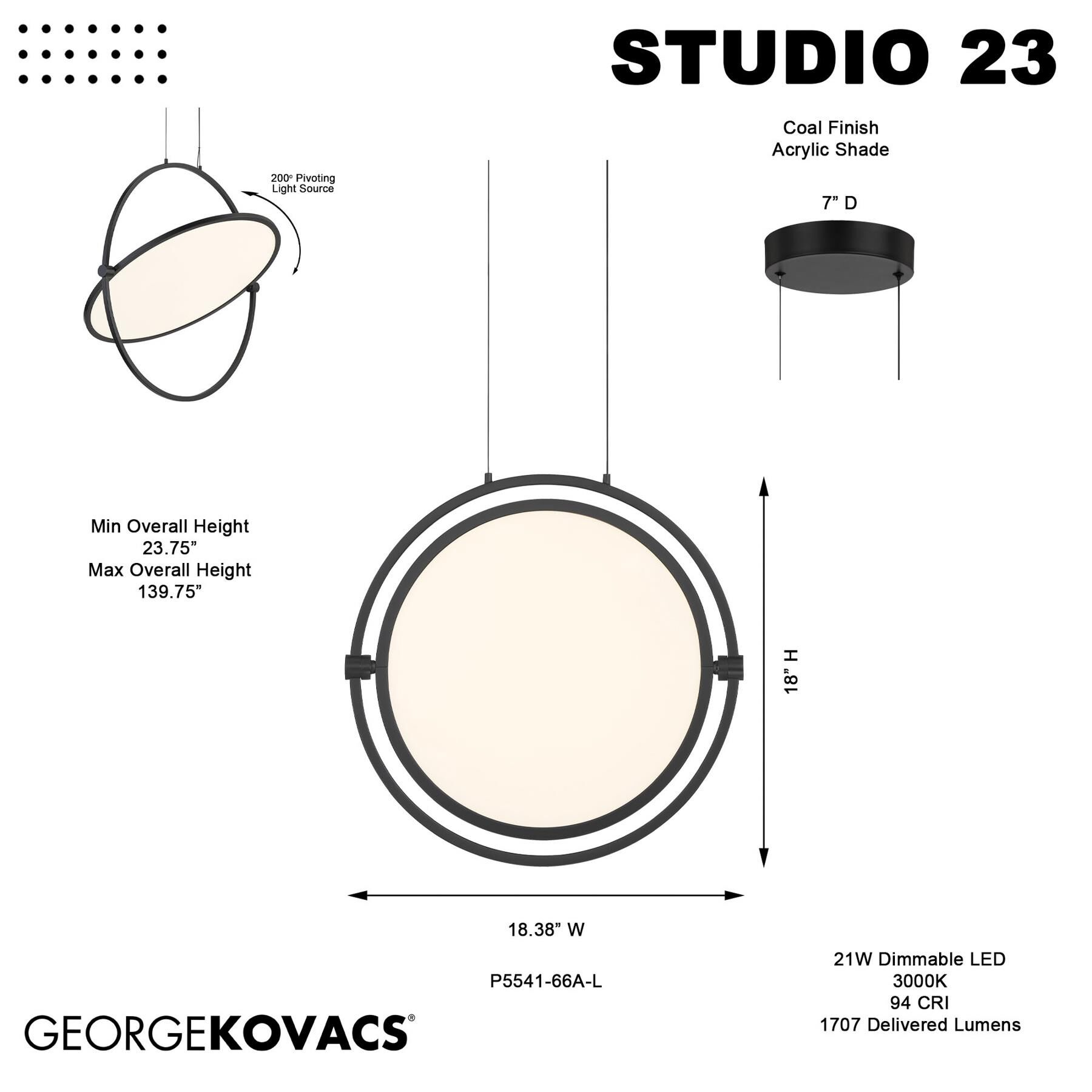 Kovacs Studio 23 18 Inch LED Large Pendant