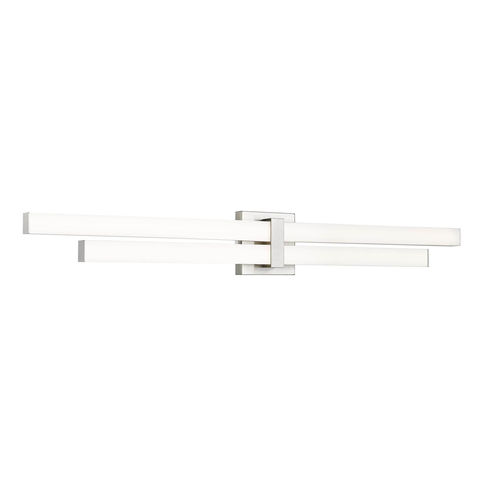 Shown in Brushed Nickel finish and Frosted glass and Frosted shade