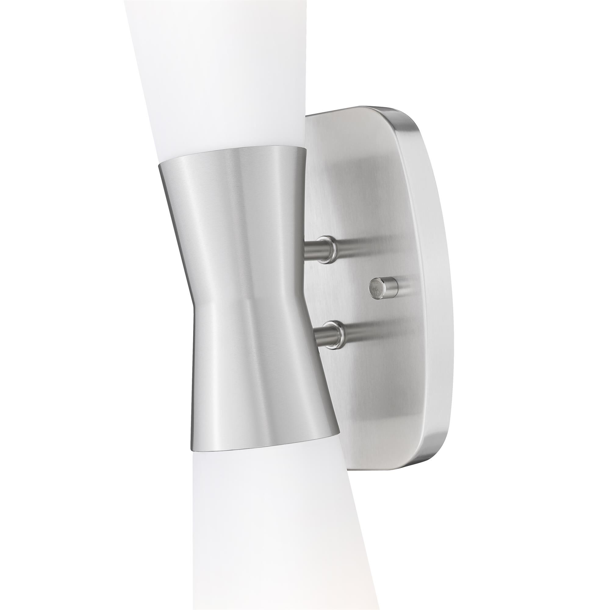 Shown in Brushed Nickel finish and White Opal glass
