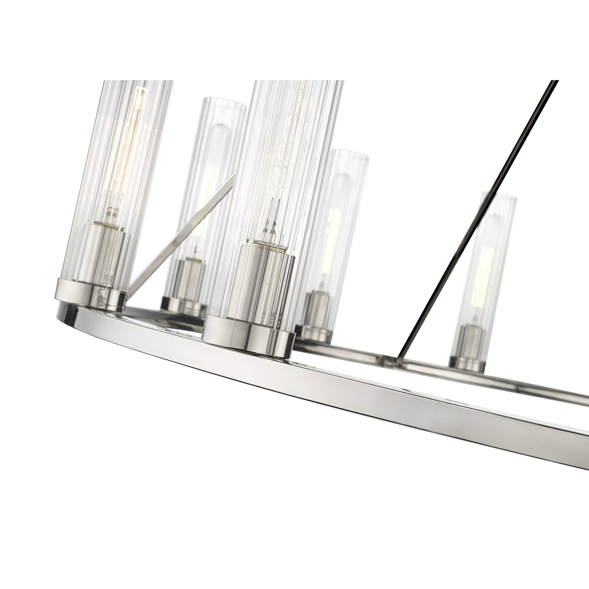 Shown in Polished Nickel finish and Glass shade