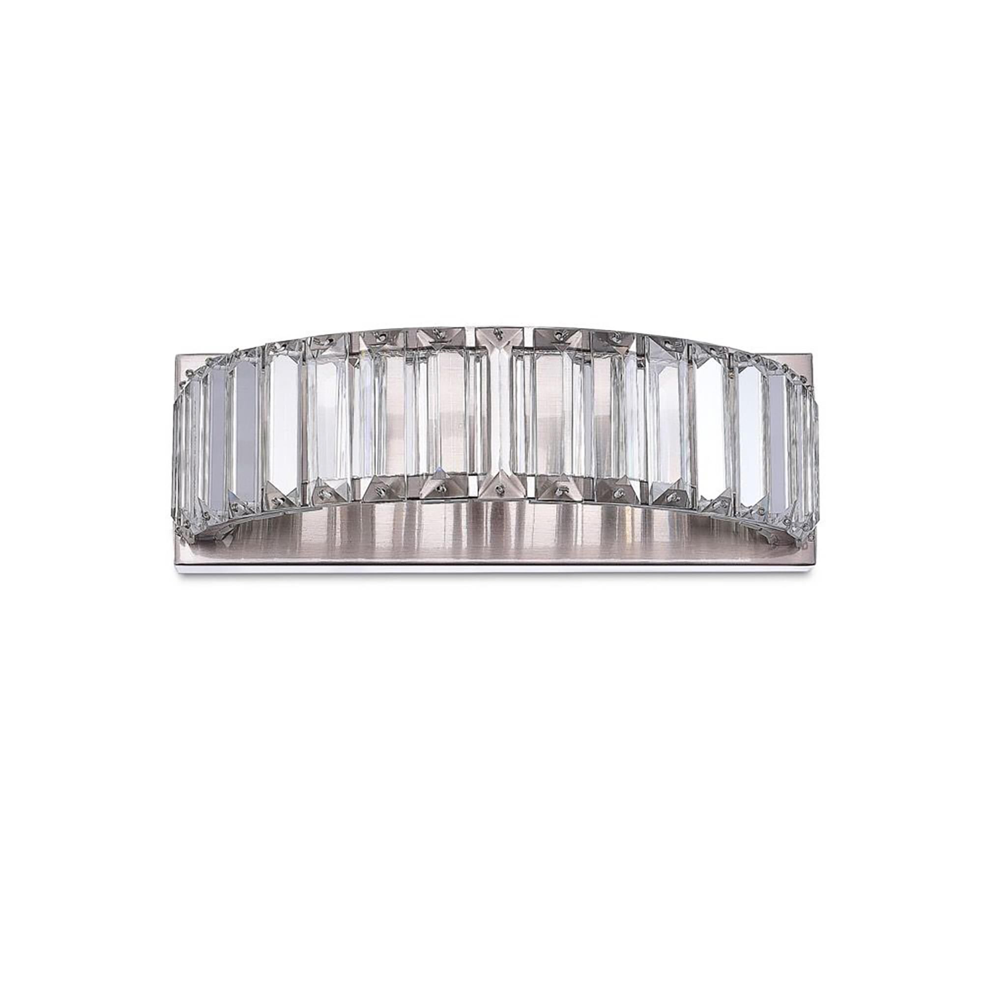 Shown in Satin Nickel finish and Clear Crystal glass