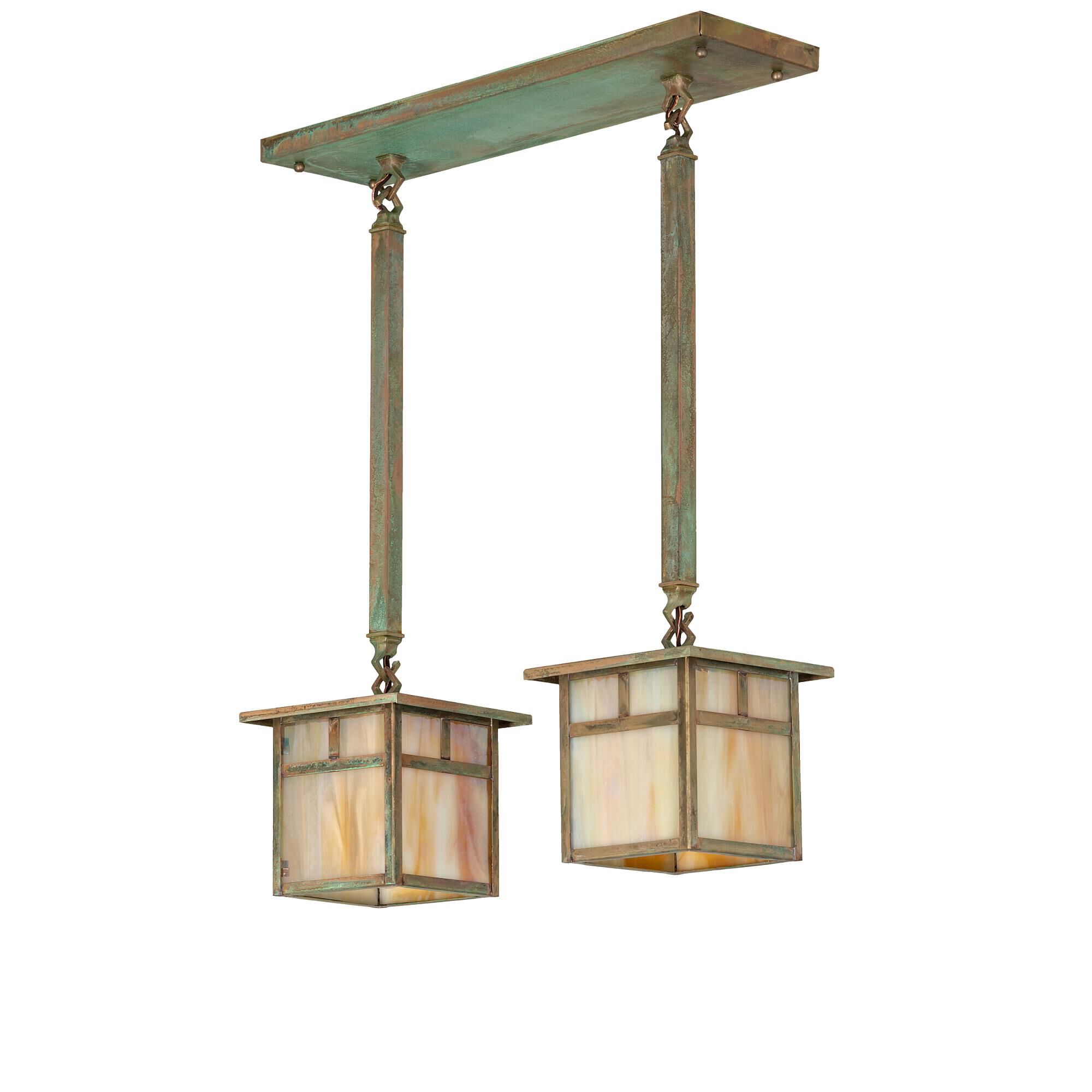Shown in Verdigris Finish finish and Beige;Iridescent glass