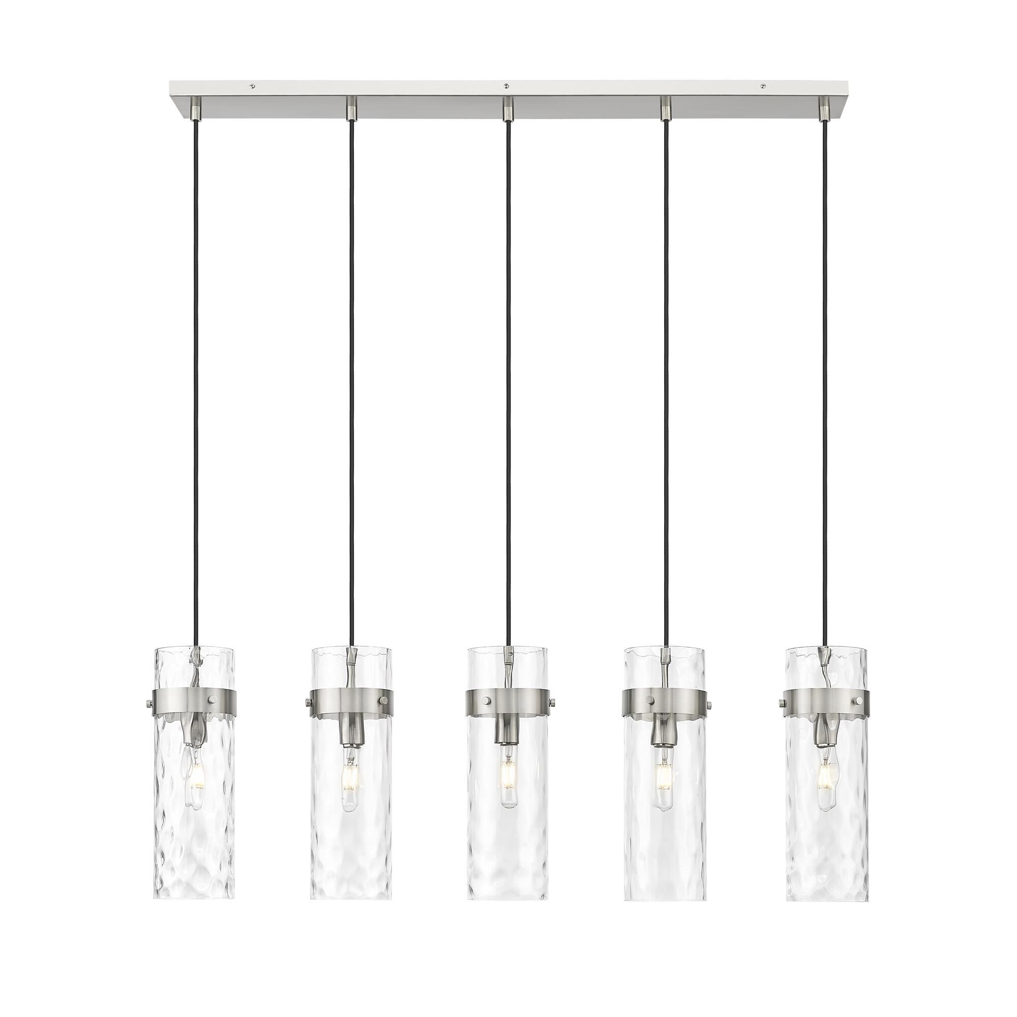 Shown in Brushed Nickel finish and Clear Water glass and Clear Water shade