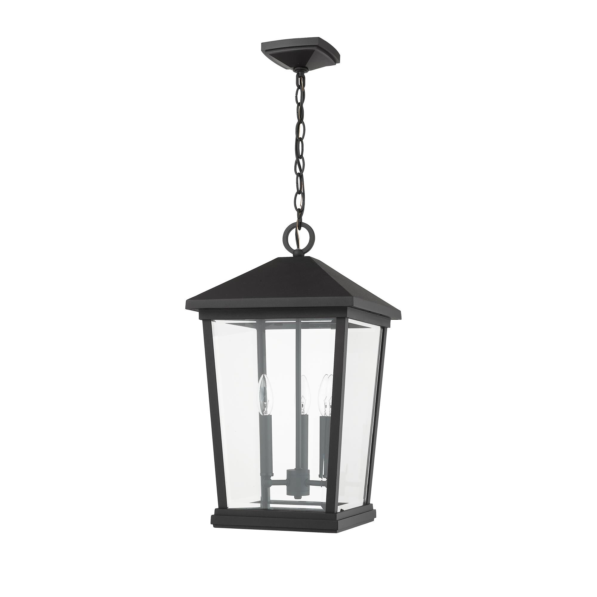 Shown in Black finish and Glass shade