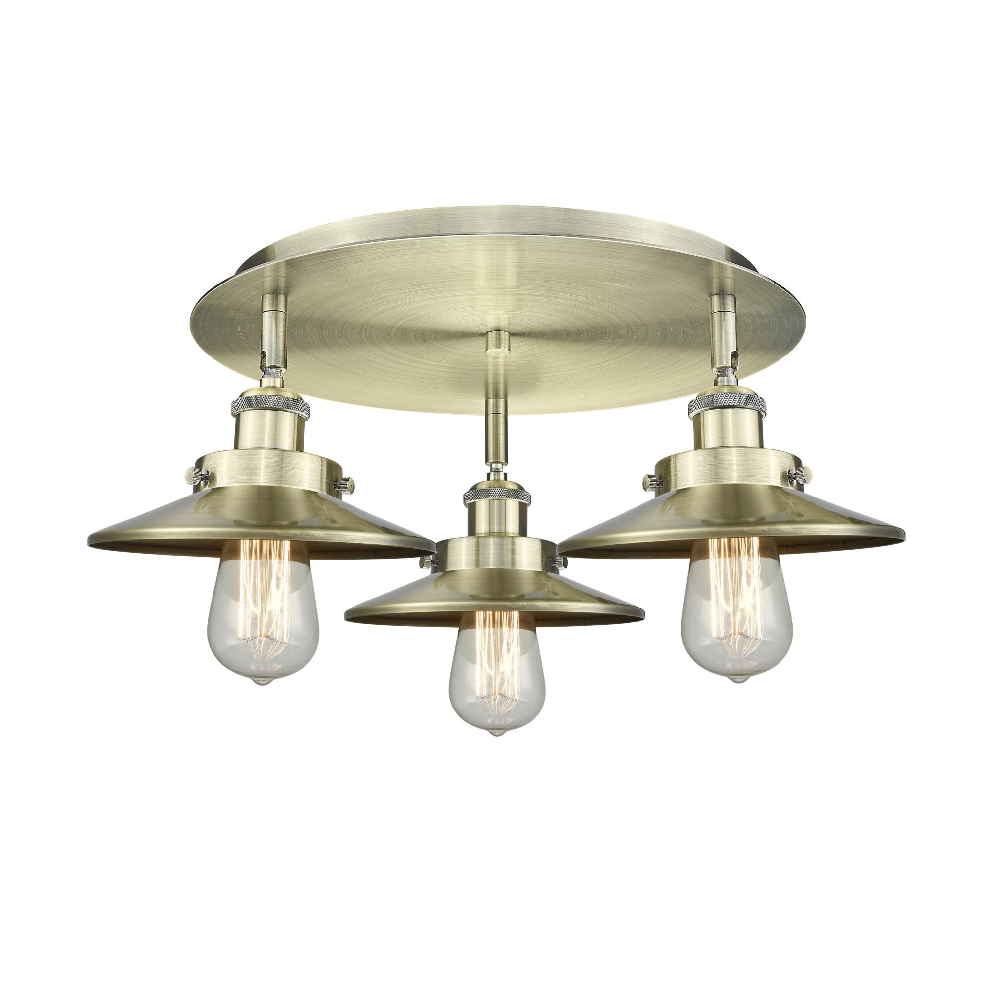 Shown in Antique Brass finish and Antique Brass shade