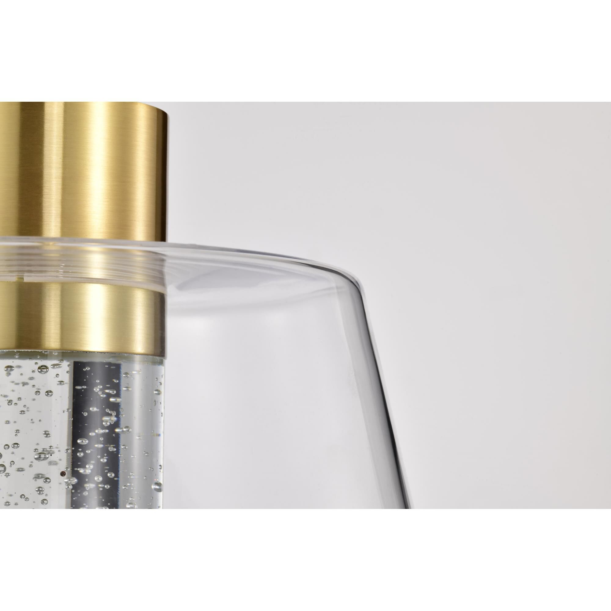 Shown in Brushed Brass finish and Clear K9 Bubble Crystal glass