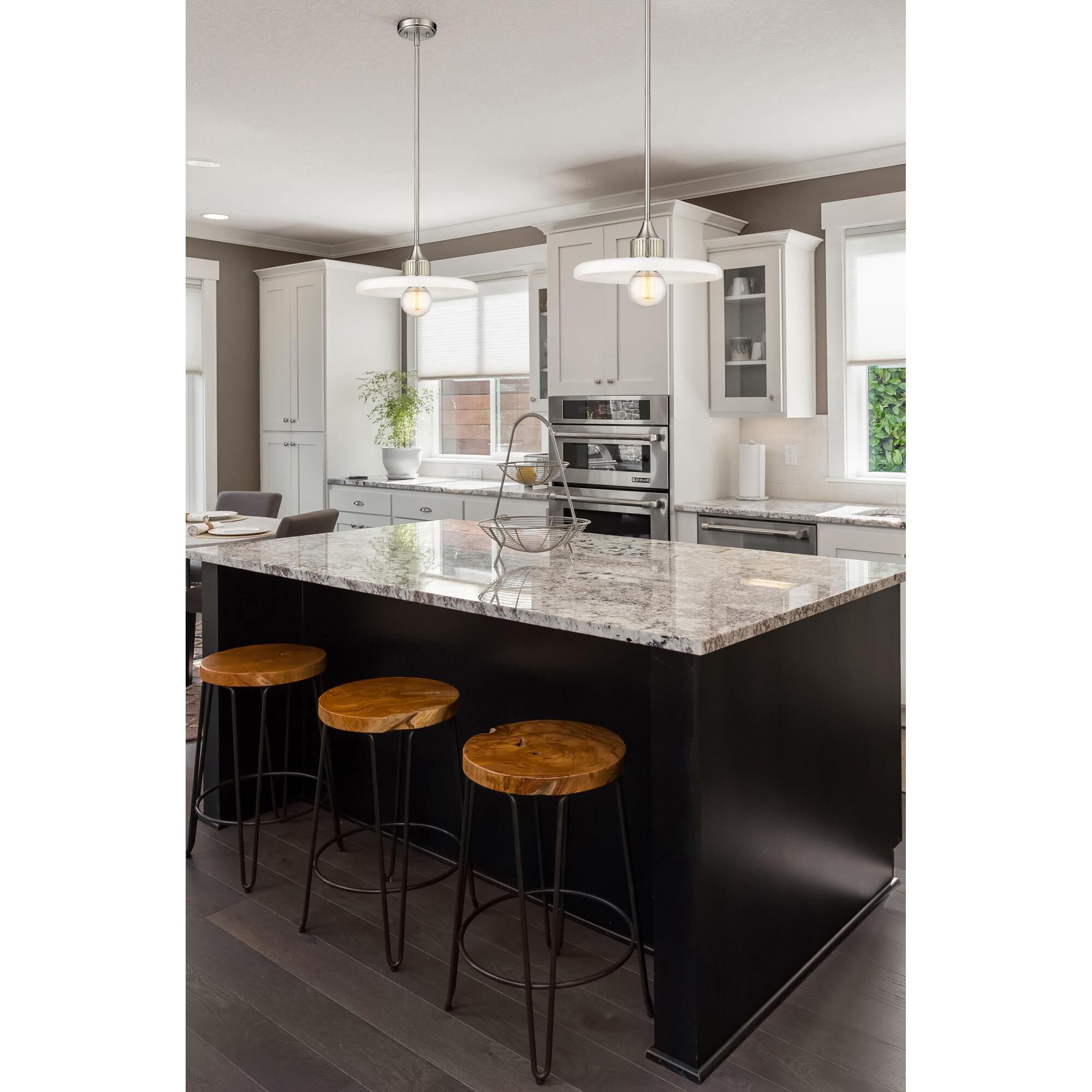 Shown in Brushed Nickel finish and Opal glass