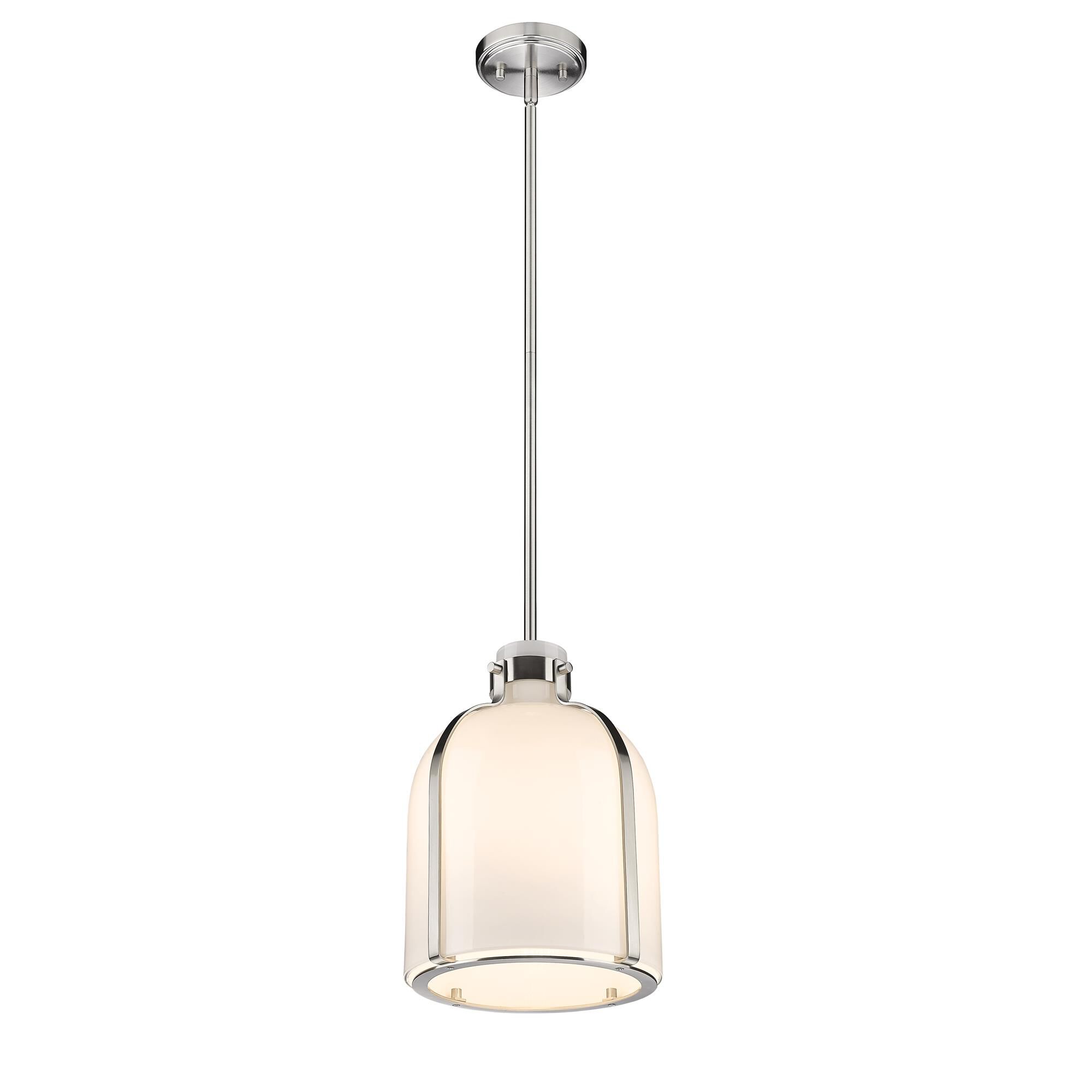 Shown in Brushed Nickel finish and Glass shade