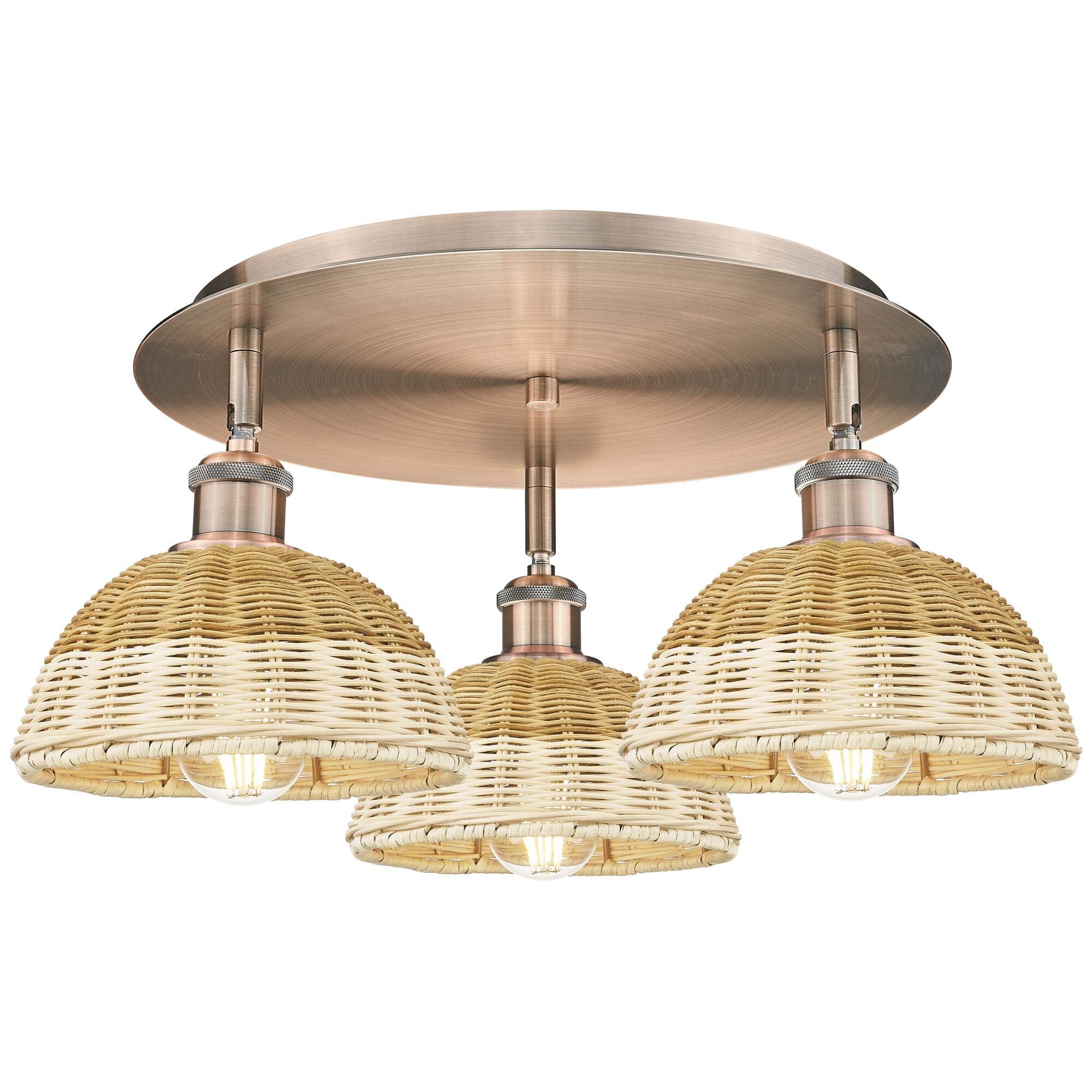 Shown in Antique Copper finish and Natural shade