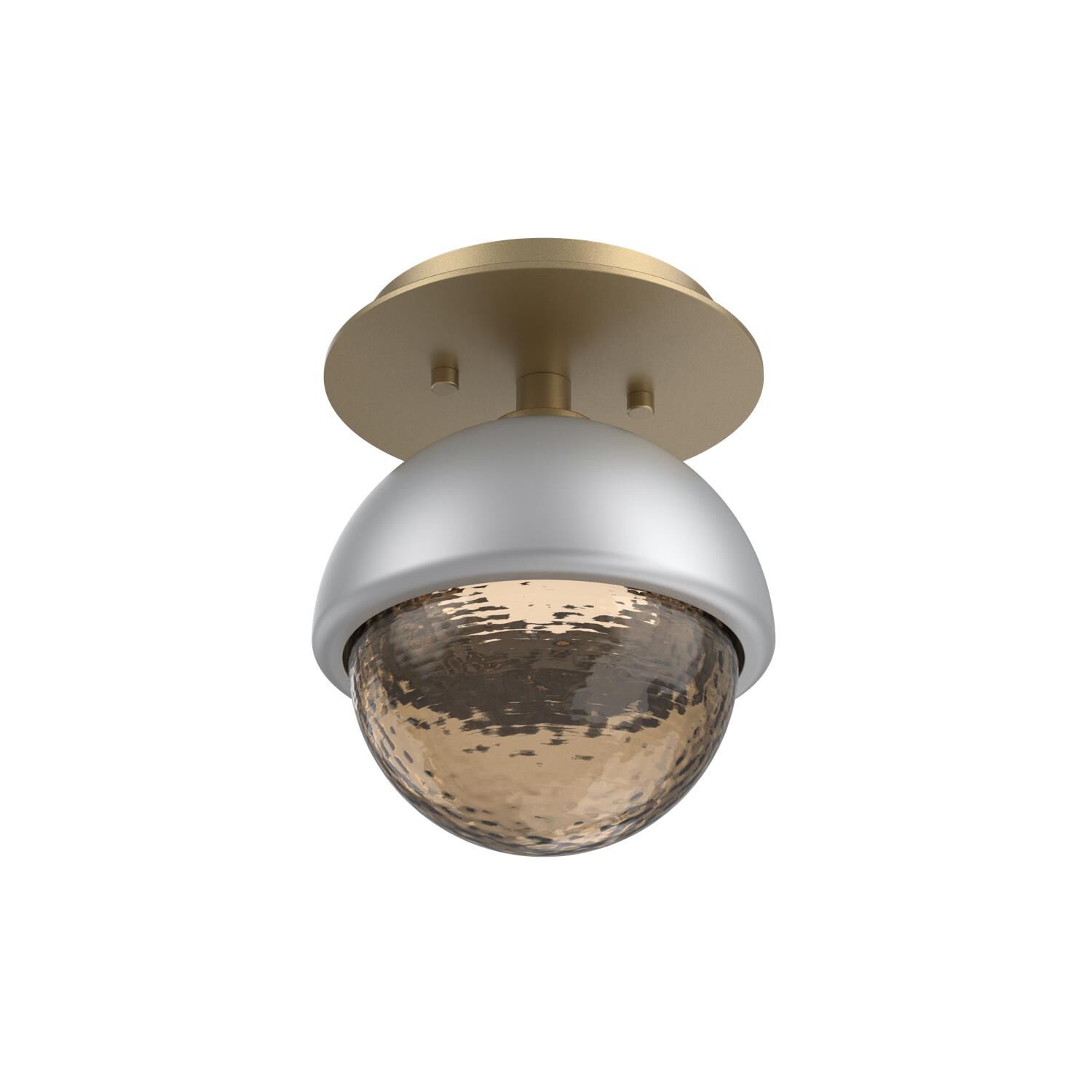 Shown in Gilded Brass finish and Bronze glass and Classic Silver accent
