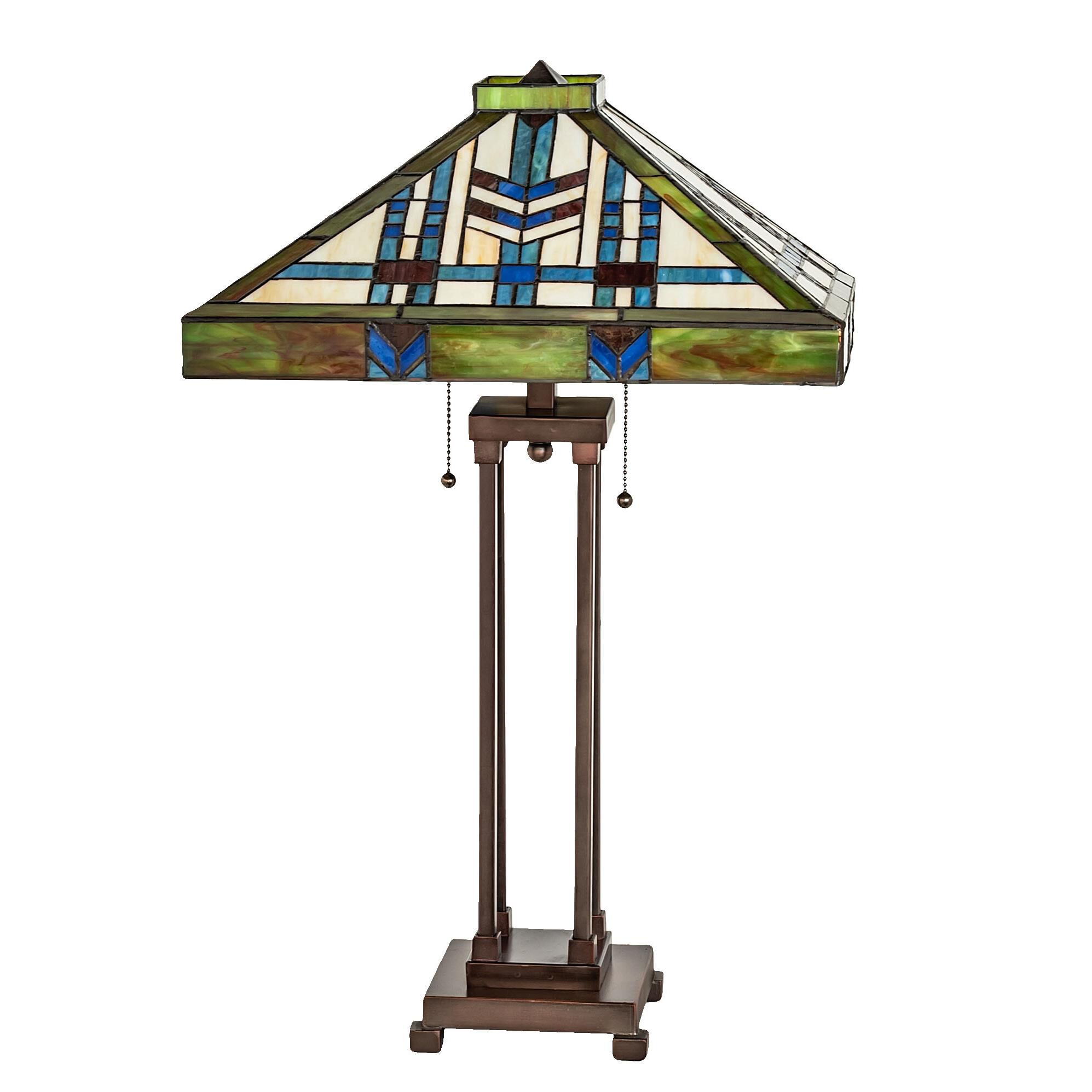 Shown in Mahogany Bronze finish and Amber /Acrylic;Green;Blue;Beige glass