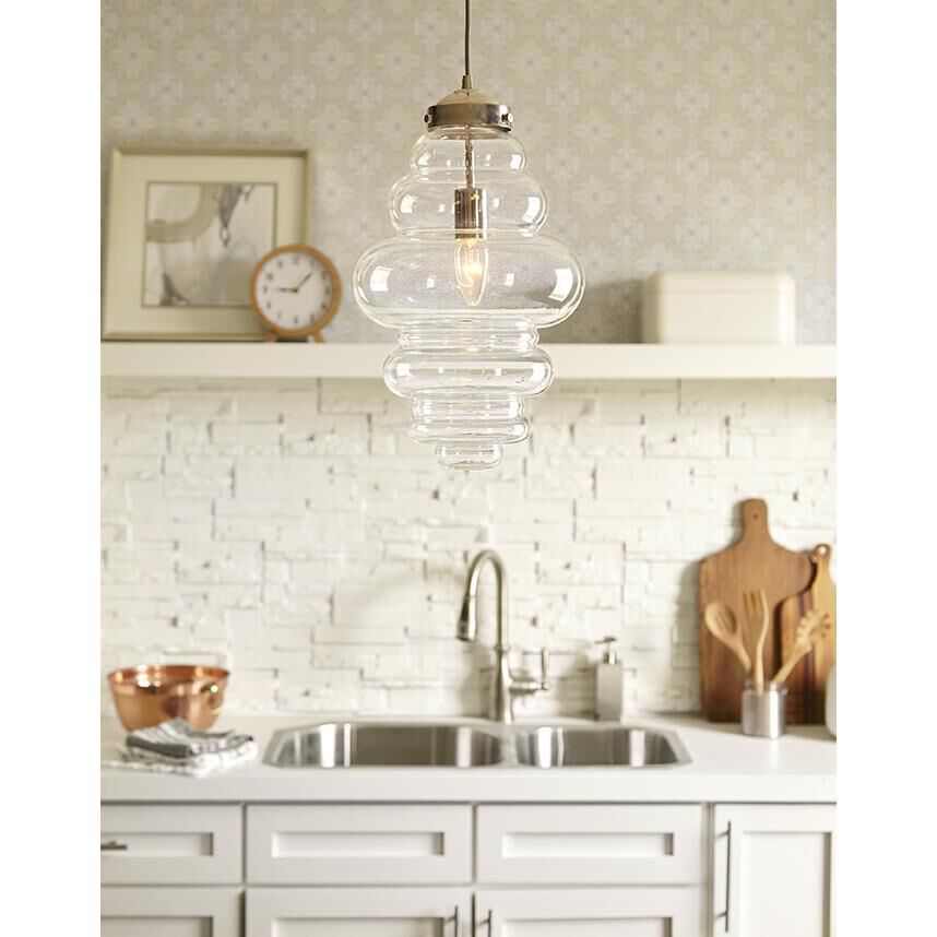 Shown in Polished Nickel finish and Clear glass